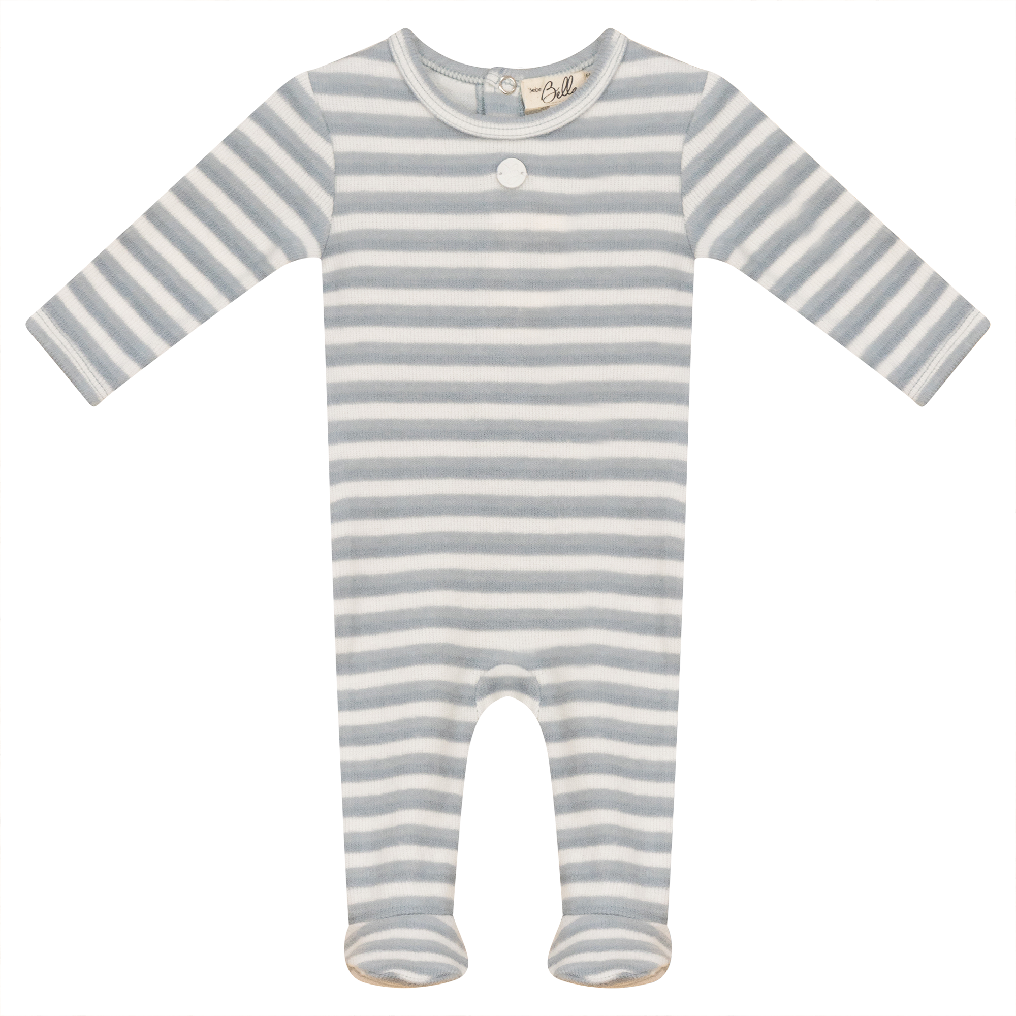 Striped Rib Onesie in Blue by Bebe Bella