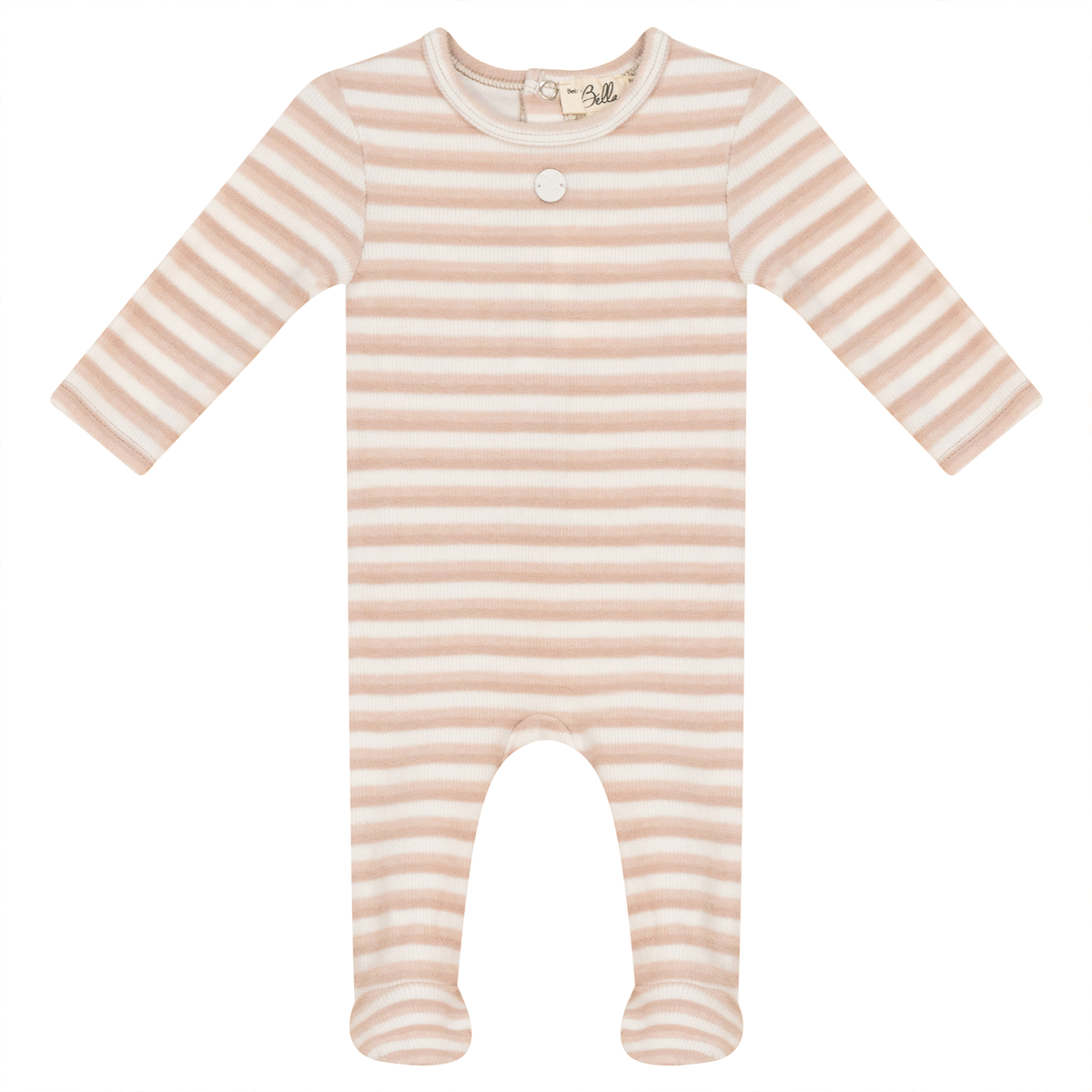 Striped Rib Onesie in Taupe by Bebe Bella