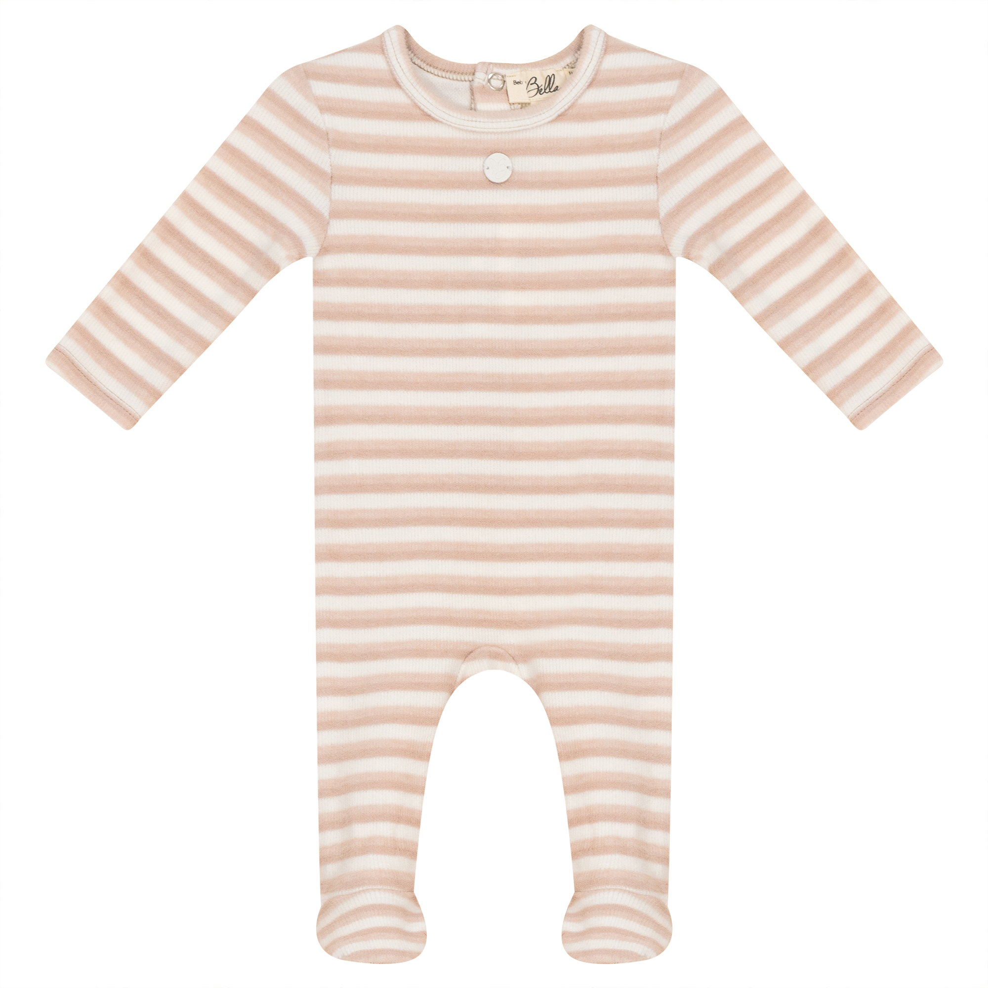 Striped Rib Onesie in Taupe by Bebe Bella