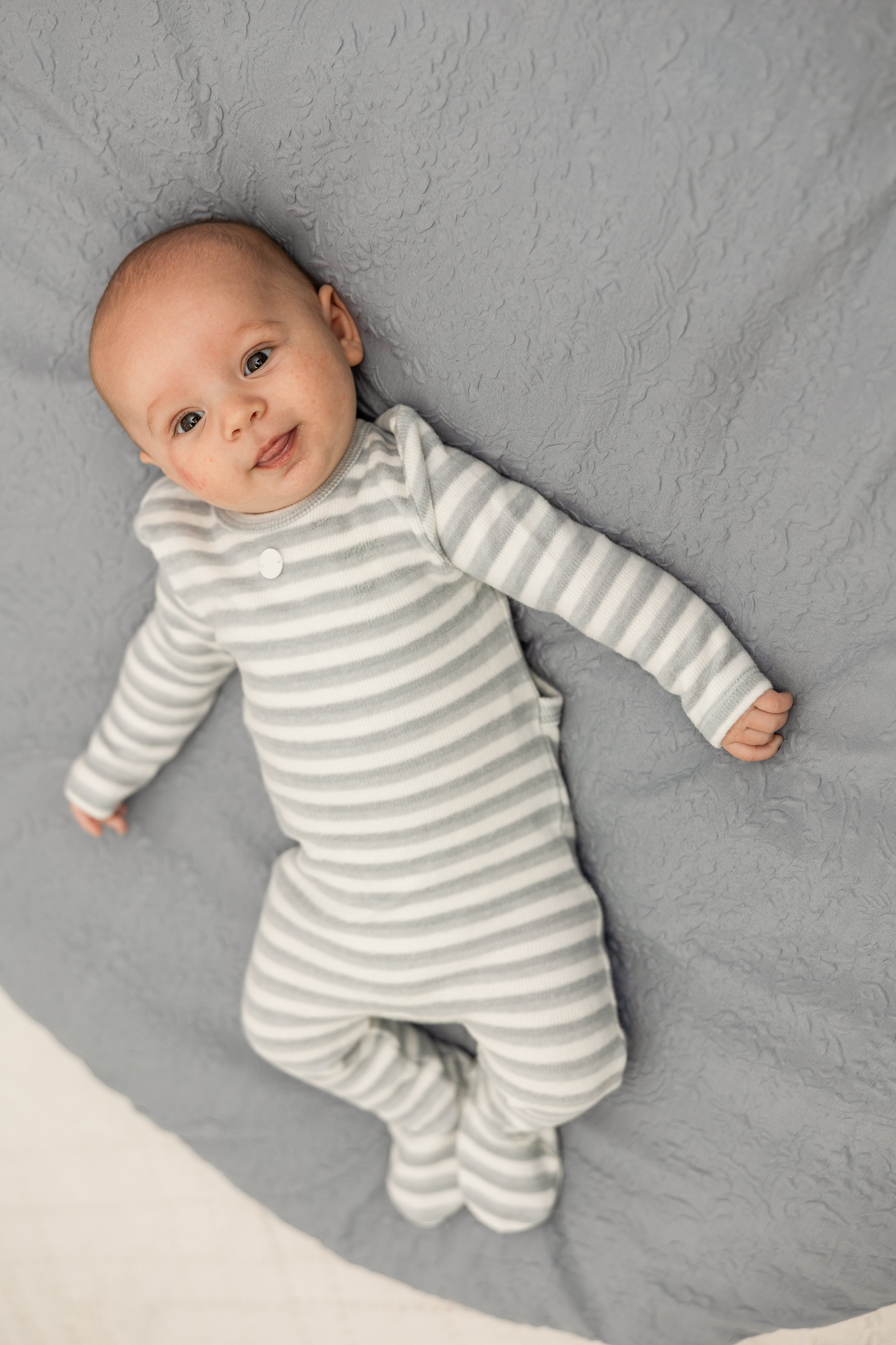 Striped Rib Onesie in Taupe by Bebe Bella