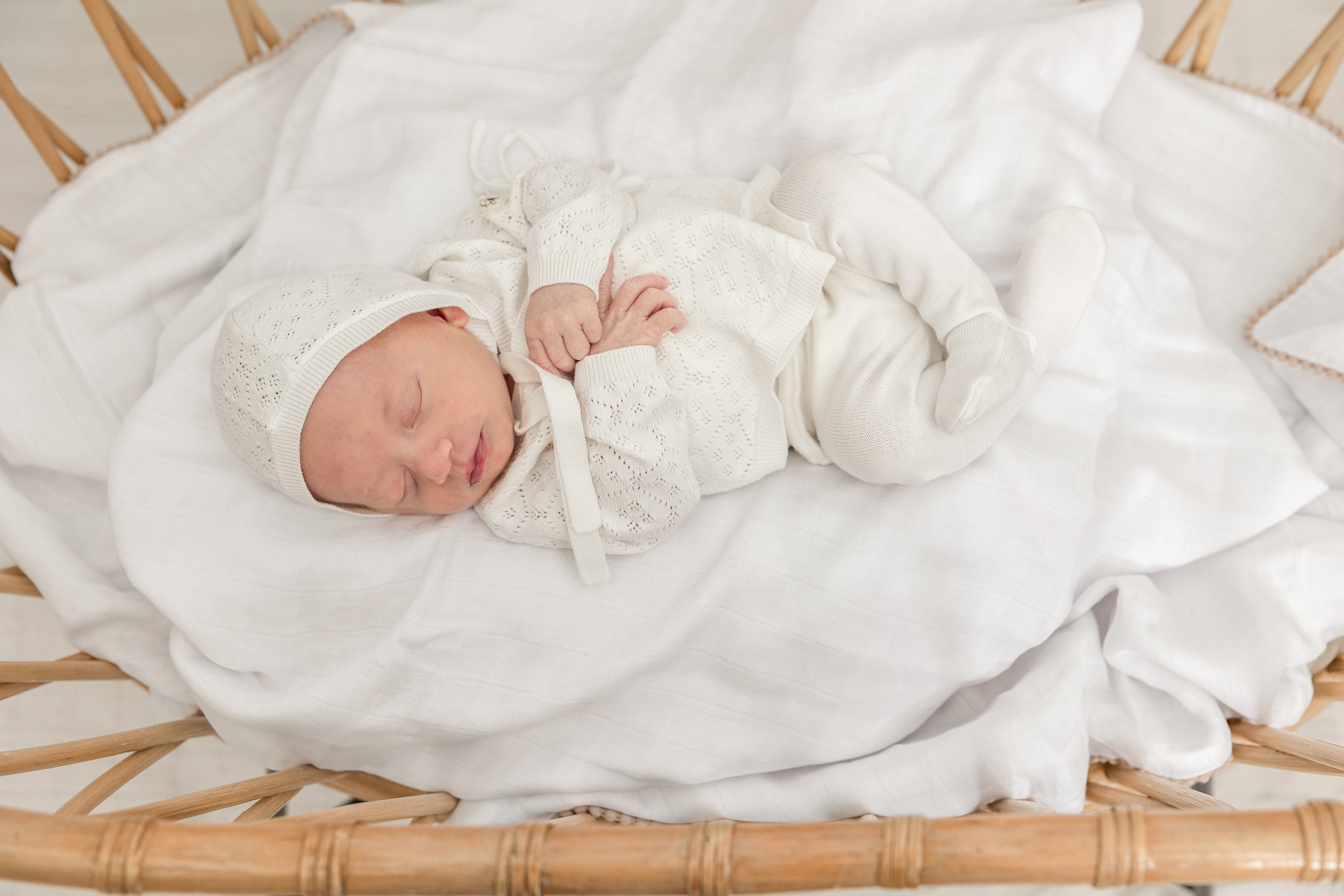 Pointelle Knit 3Pc Set in Dark Blush by Bebe Bella