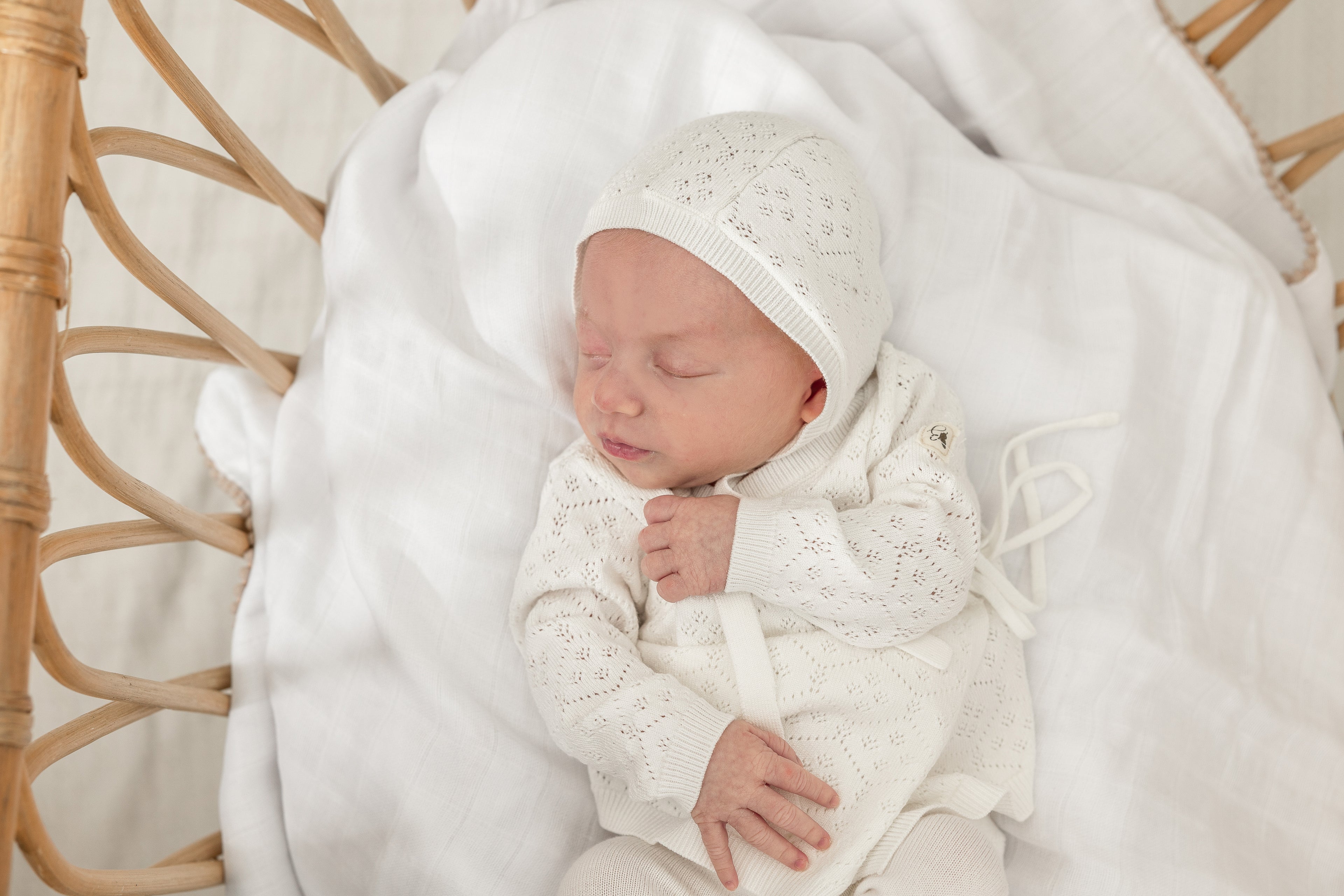 Pointelle Knit 3Pc Set in Dark Blush by Bebe Bella