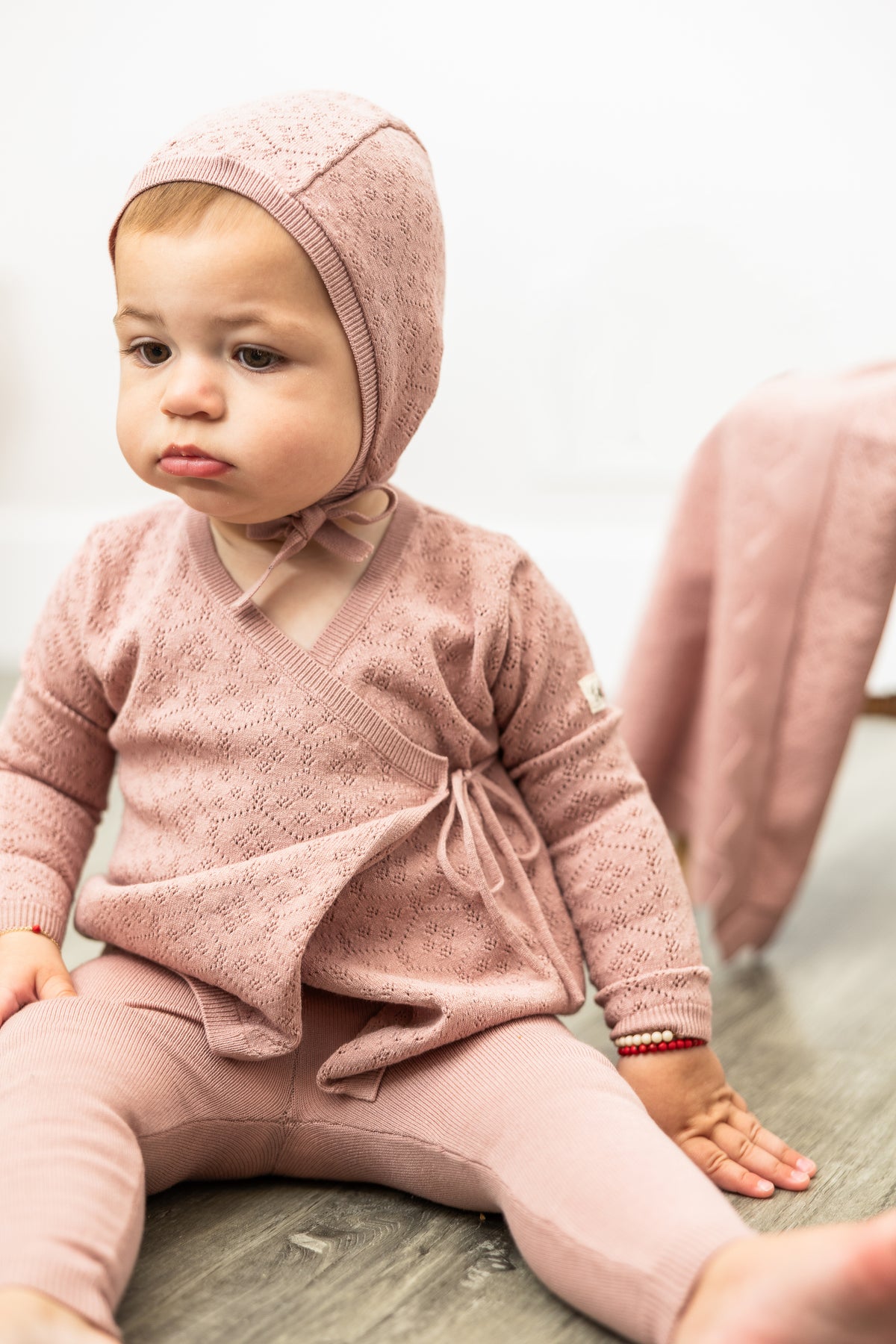 Pointelle Knit 3Pc Set in by Bebe Bella