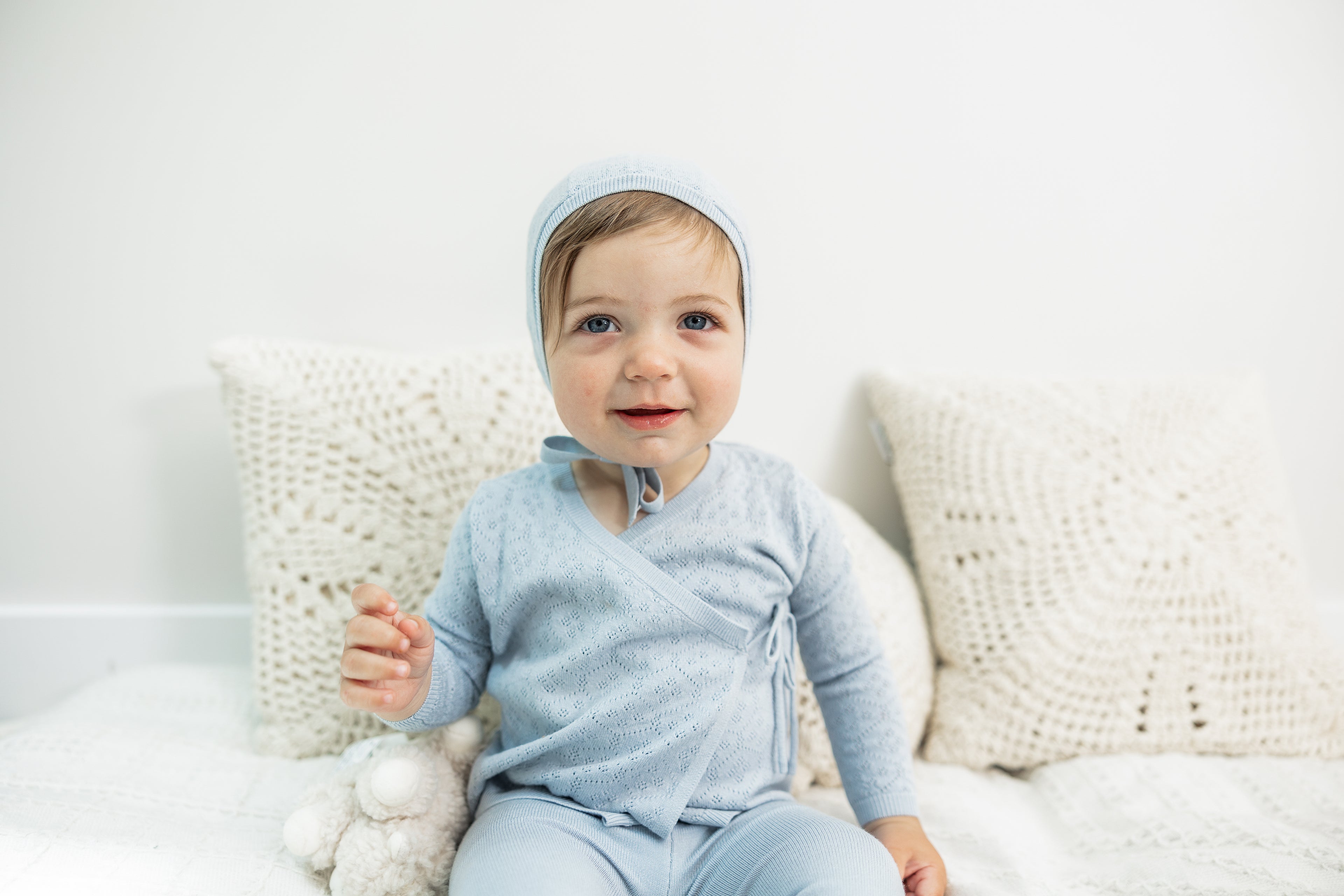 Pointelle Knit 3Pc Set in by Bebe Bella