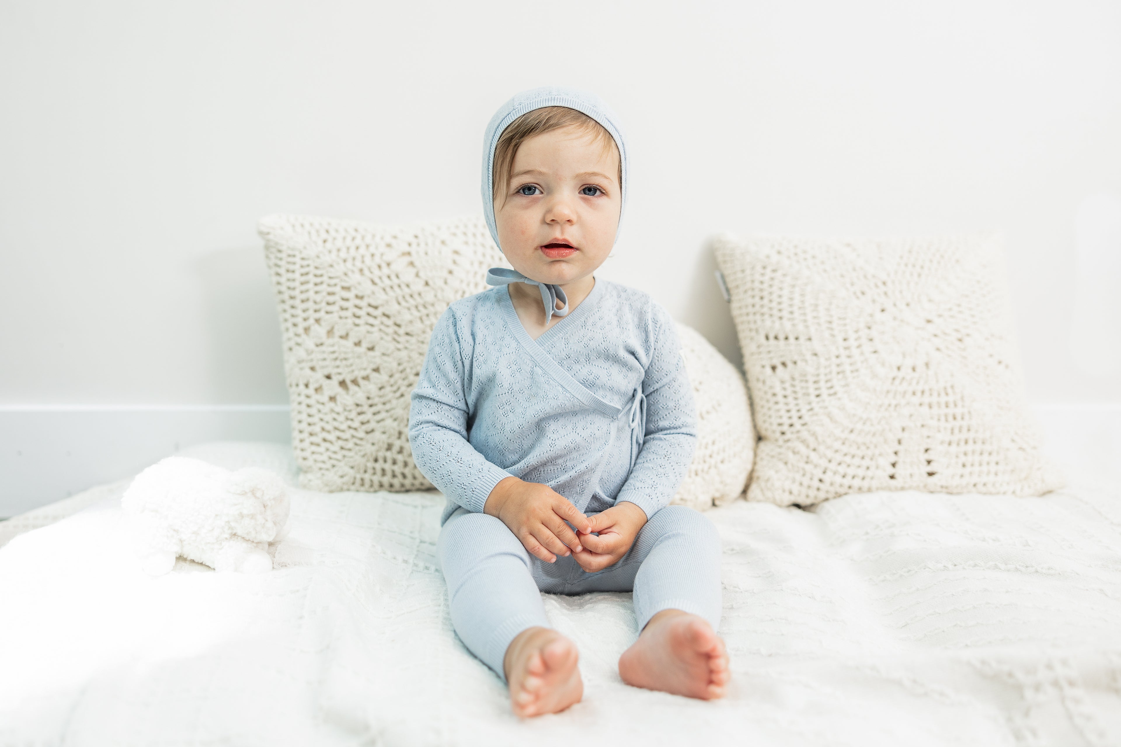 Pointelle Knit 3Pc Set in by Bebe Bella