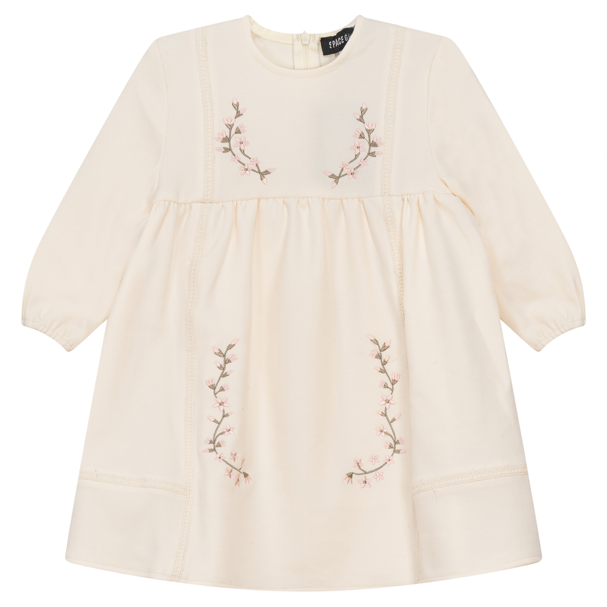 Floral Embroidered Dress in Cream by Space Grey