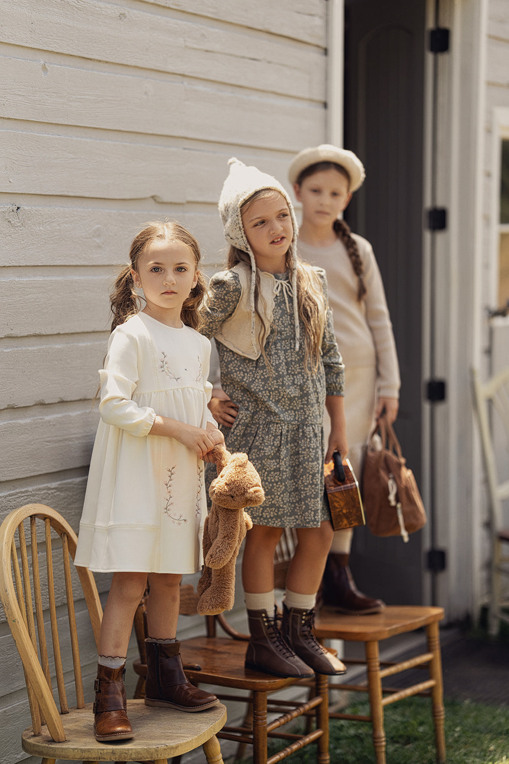 Floral Embroidered Dress in by Space Grey