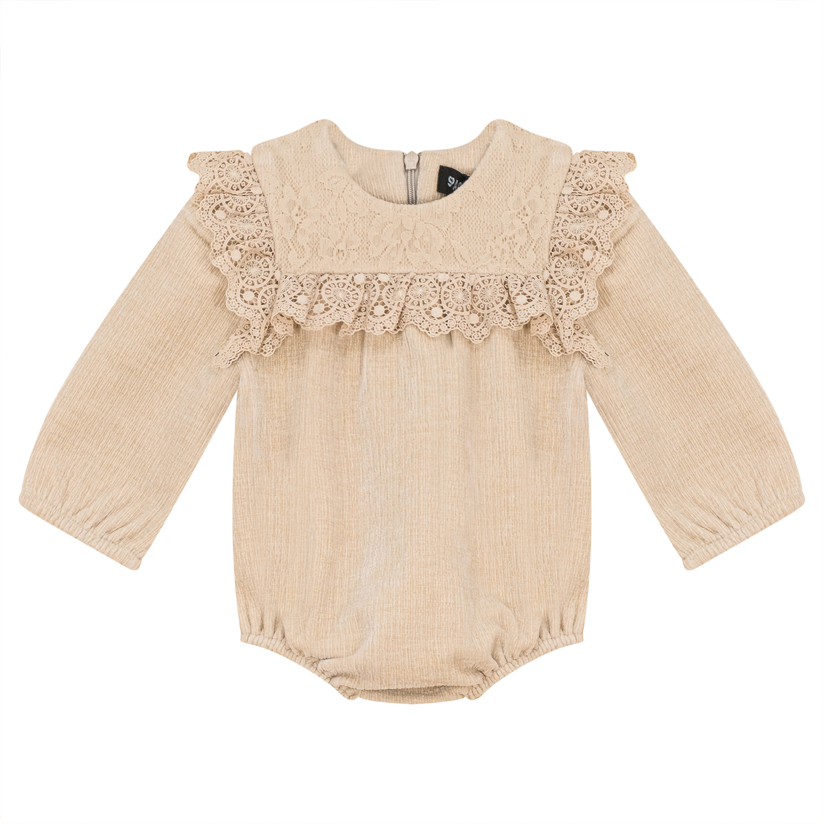 Lace Trim Velvet Bubble in Beige by Space Grey