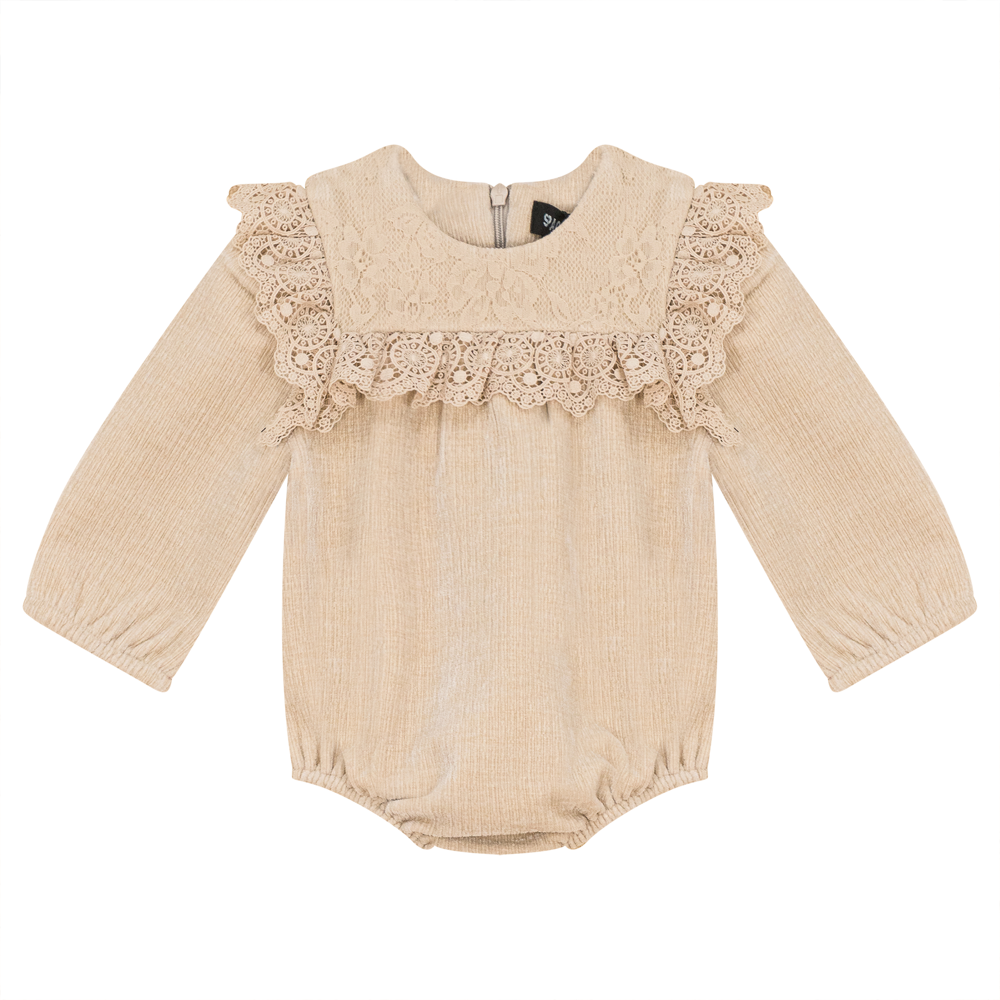 Lace Trim Velvet Bubble in Beige by Space Grey