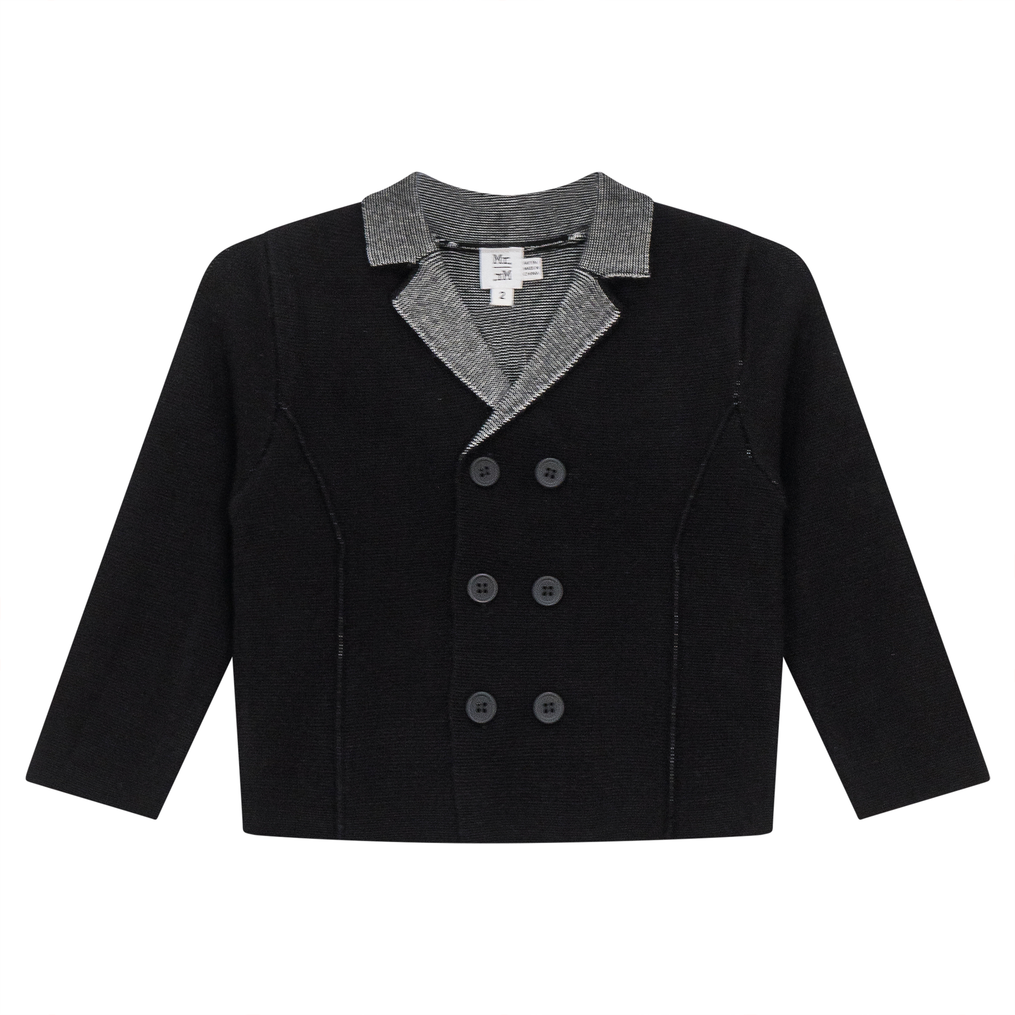 Double Breated Knit Blazer in Black Off White by Mr. Mr.
