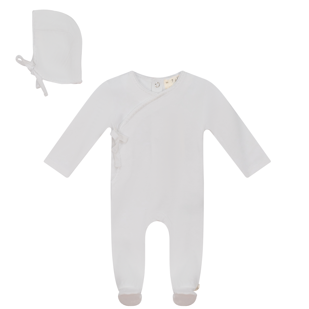 Knitted Wrap Onesie with Bonnet in White by Bebe Bella