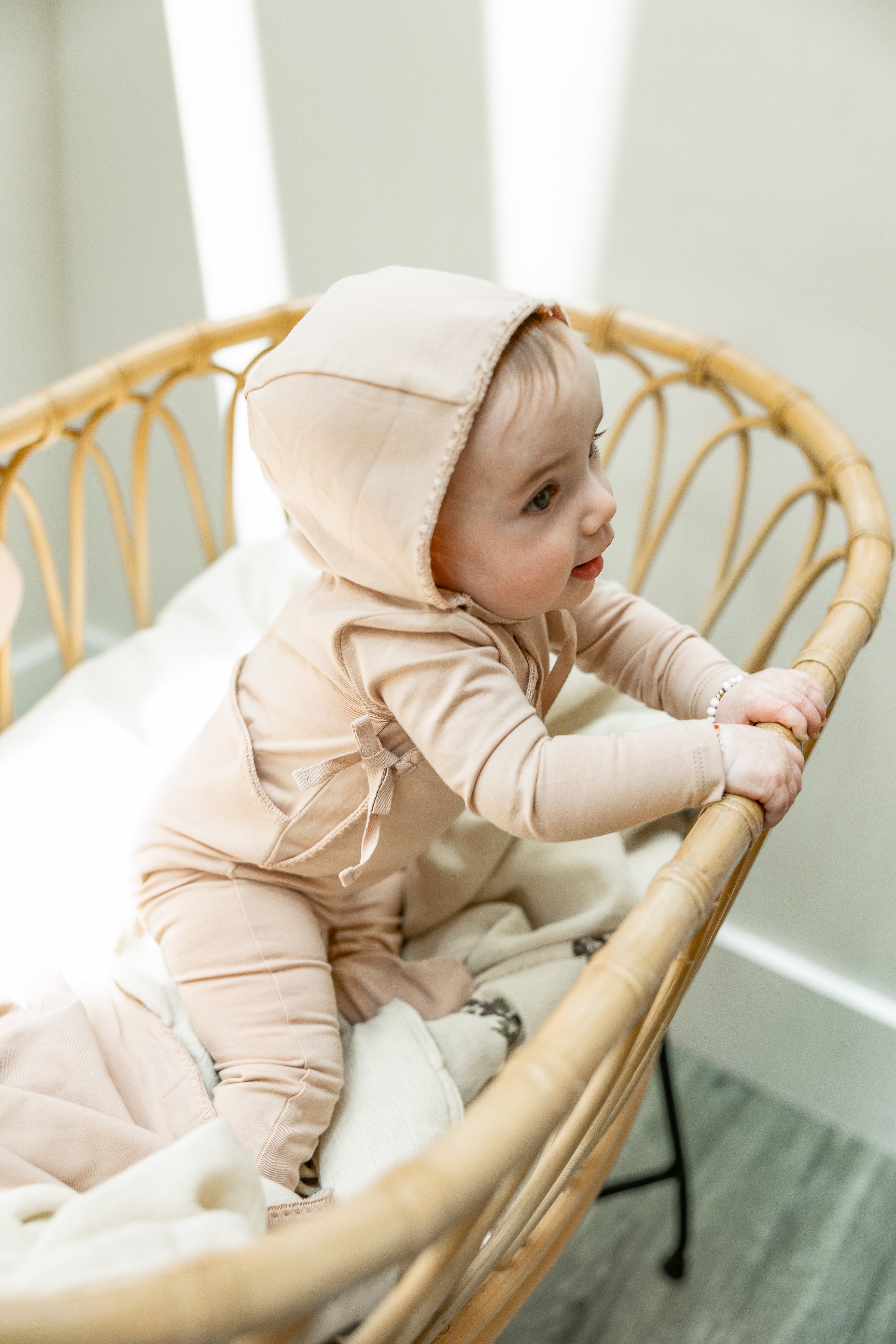 Knitted Wrap Onesie with Bonnet in by Bebe Bella