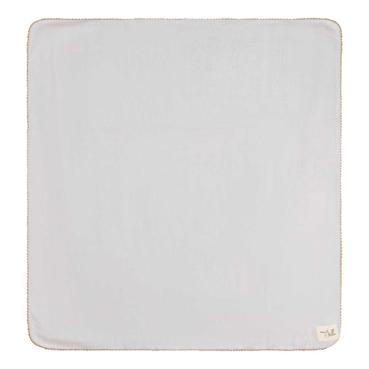 Pom Pom Trim Swaddle in White Beige One Size by Bebe Bella