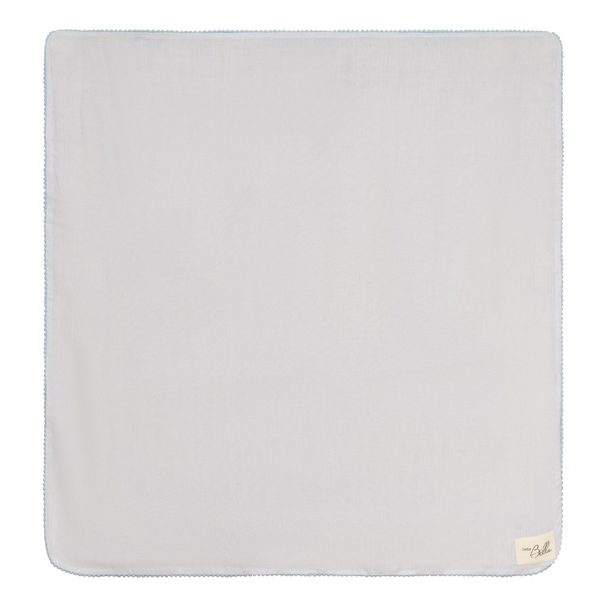 Pom Pom Trim Swaddle in White Blue One Size by Bebe Bella
