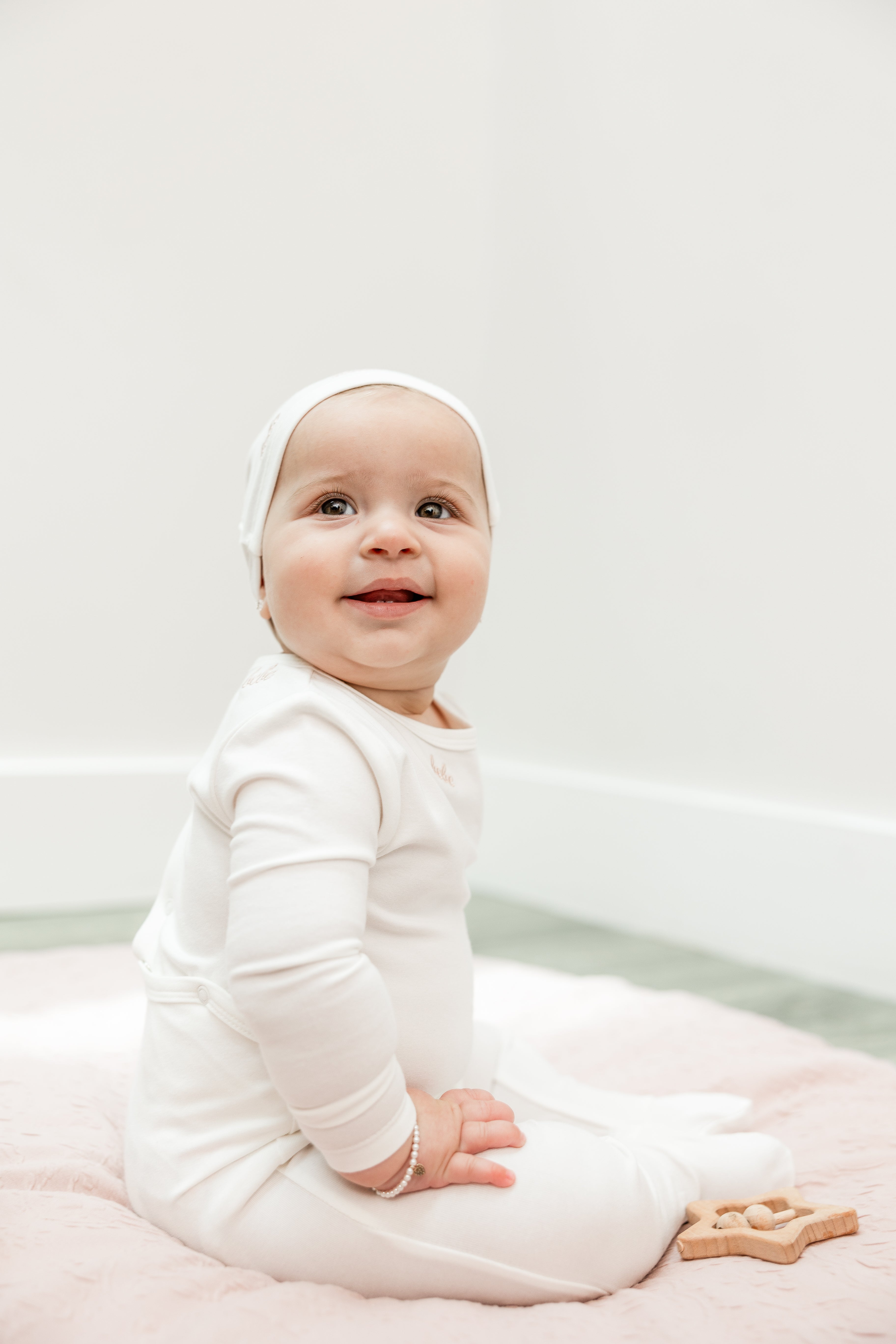 Bebe Embroidered Onesie with Hat in by Bebe Bella