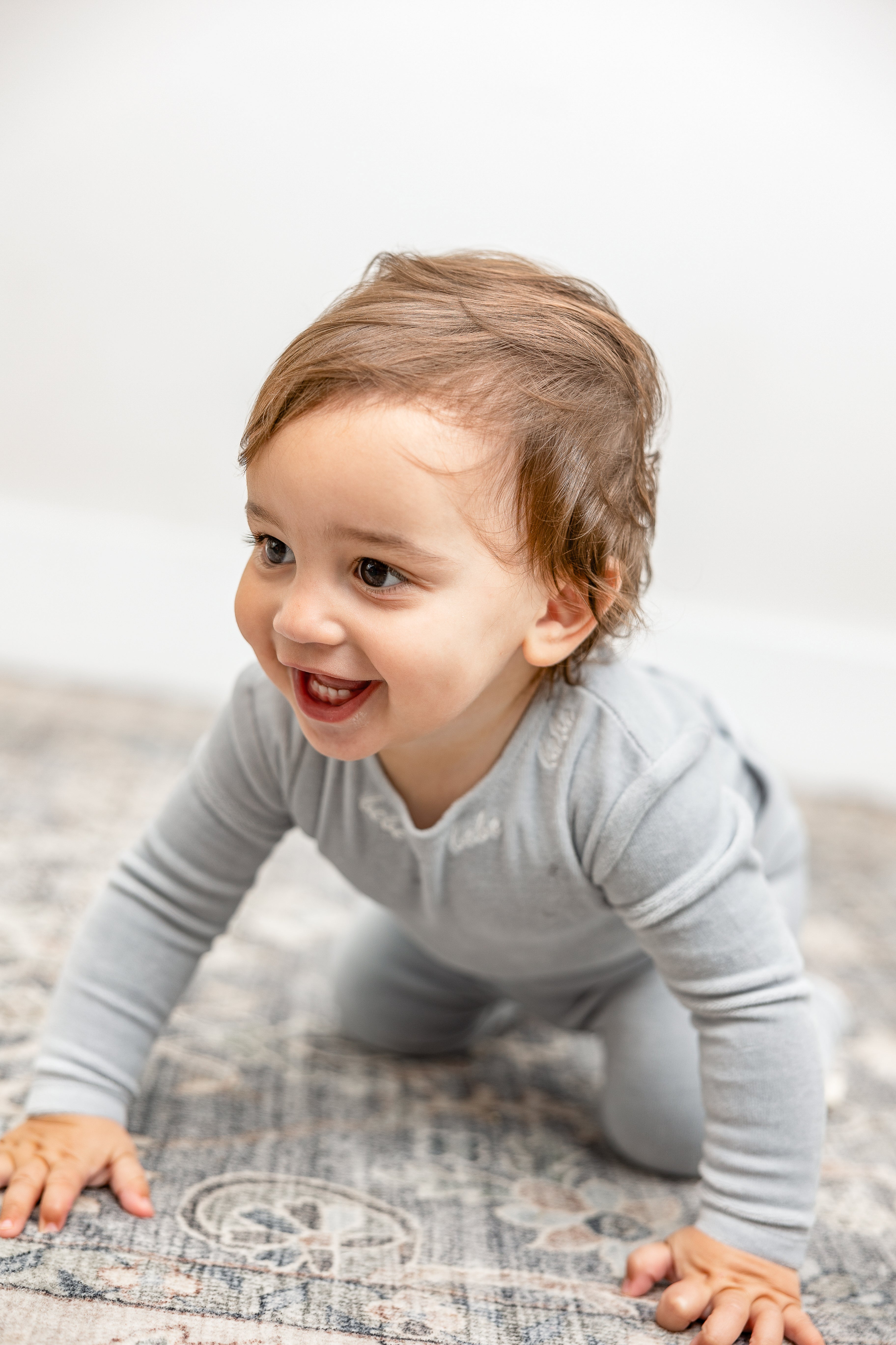 Bebe Embroidered Velour Onesie with Hat in Beige by Bebe Bella