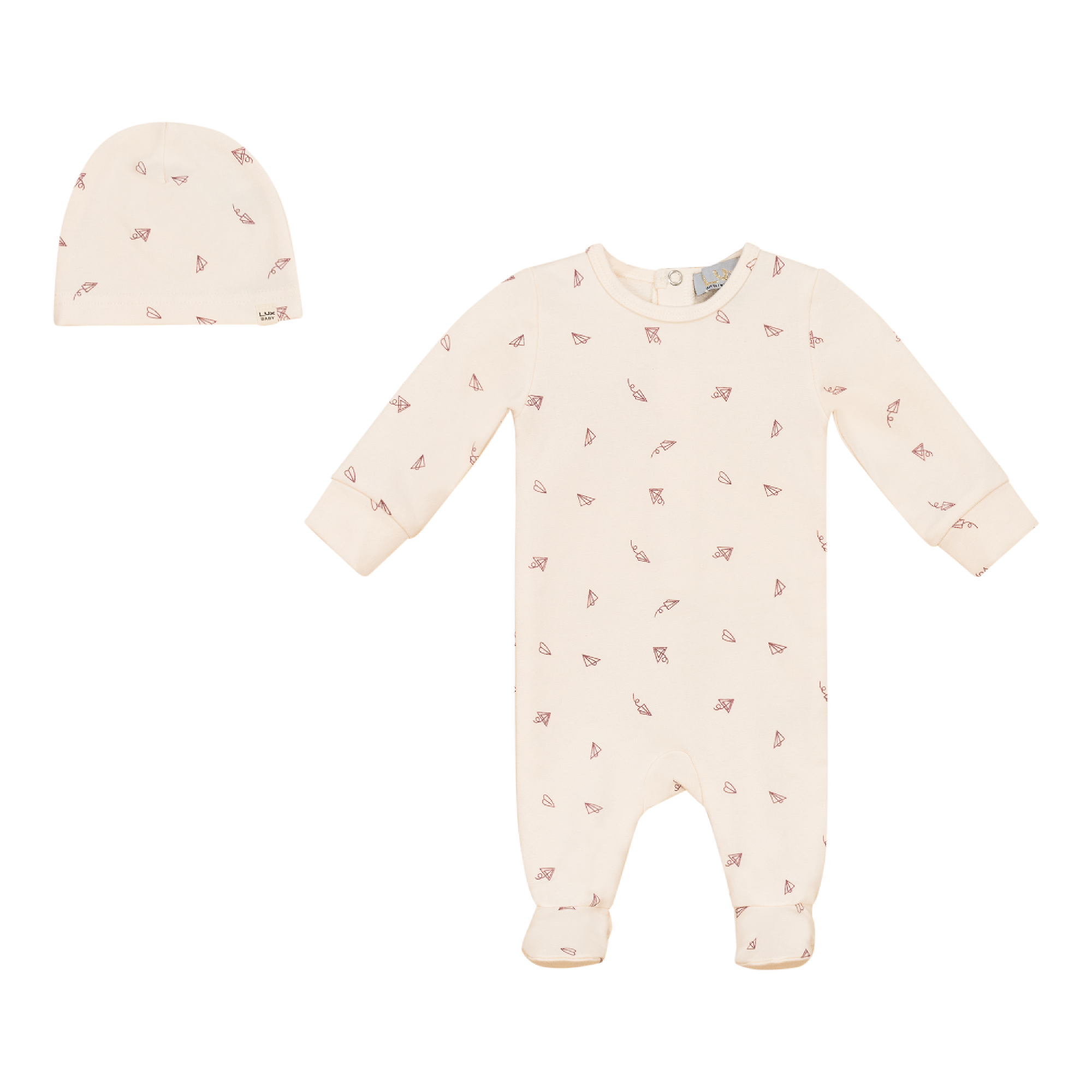 Airplane Printed 2Pc Set in Dark Mauve Vanilla by Lux