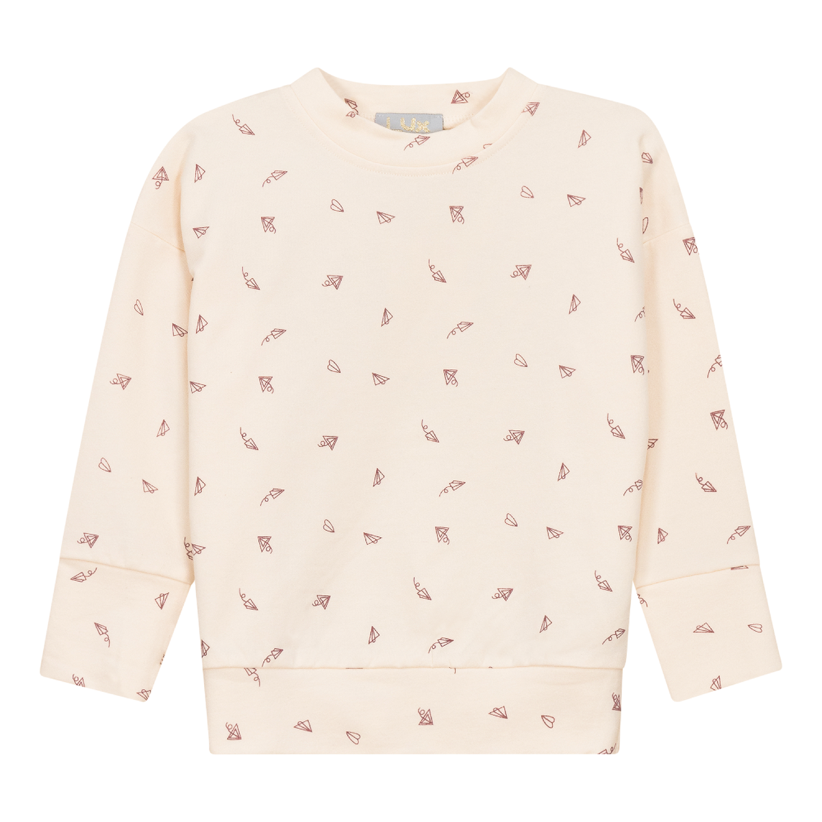 Airplane Printed Sweatshirt in Dark Mauve Vanilla by Lux