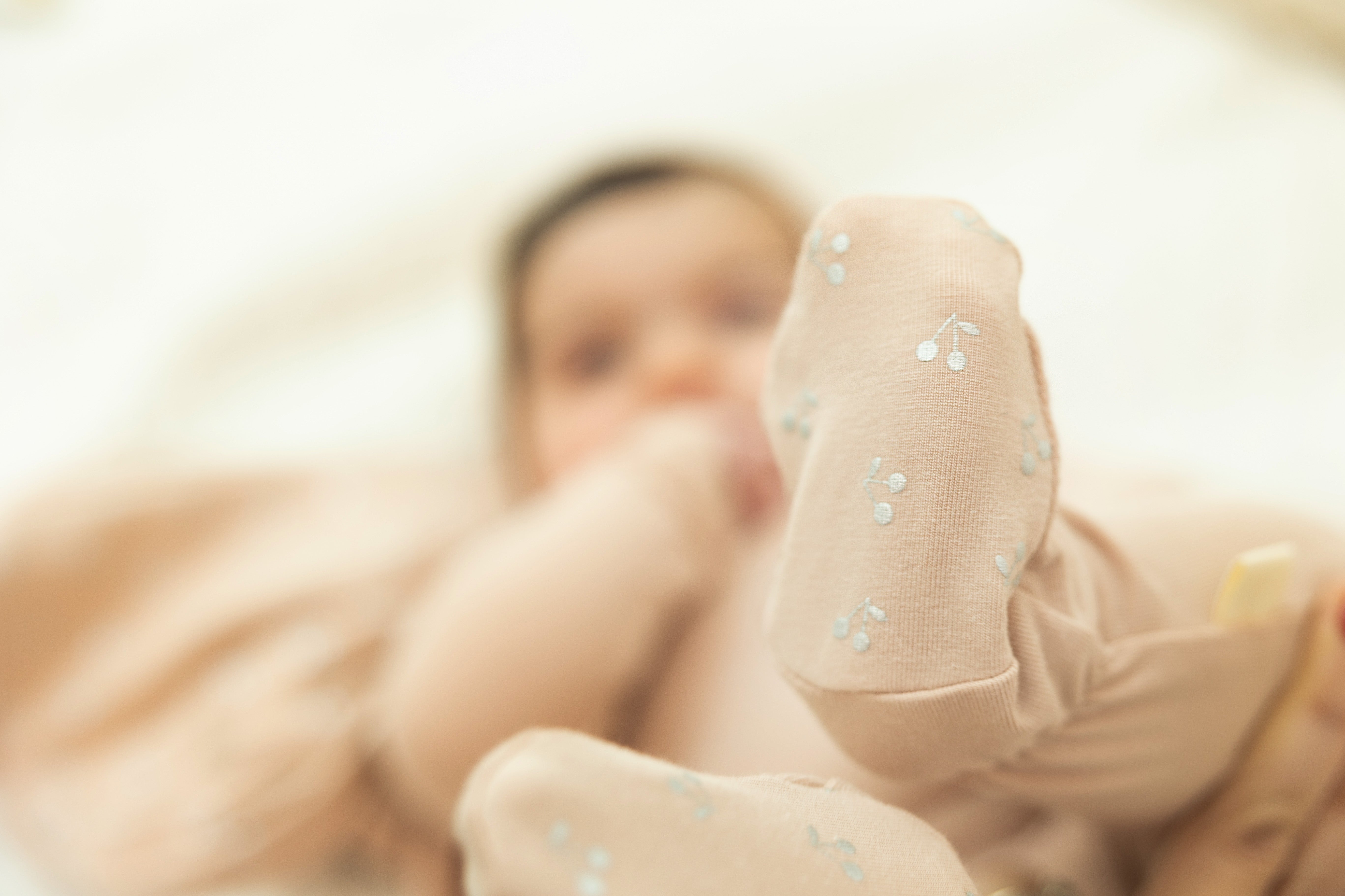 Cherry Print Onesie and Bonnet Set in by Bebe Bella