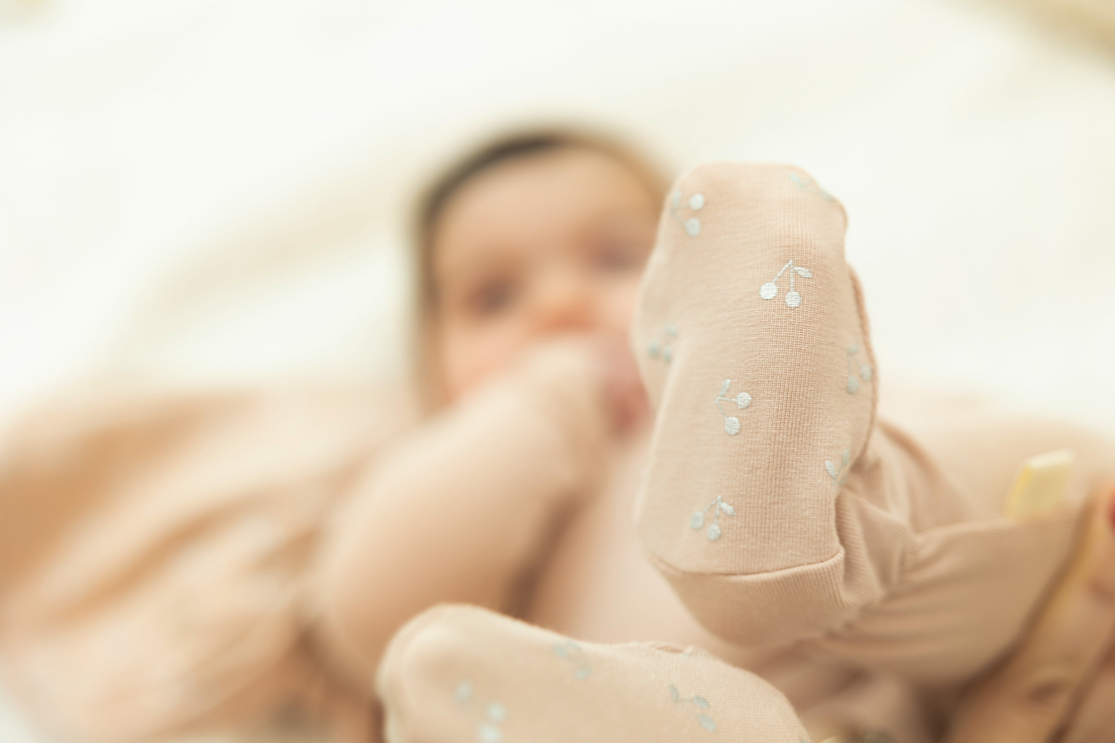 Cherry Print romper and Bonnet Set in by Bebe Bella
