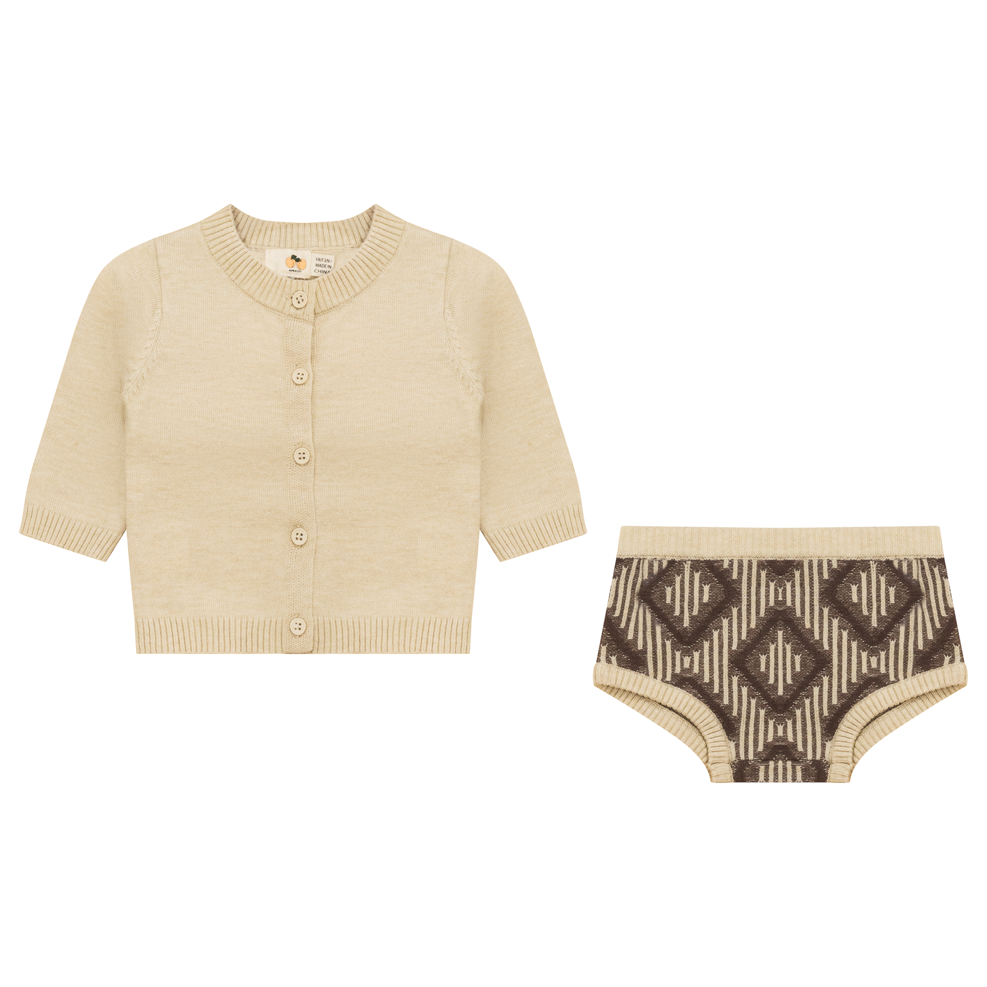 Diamond Knit 2Pc Set in Cocoa Dark Almond by Apricot