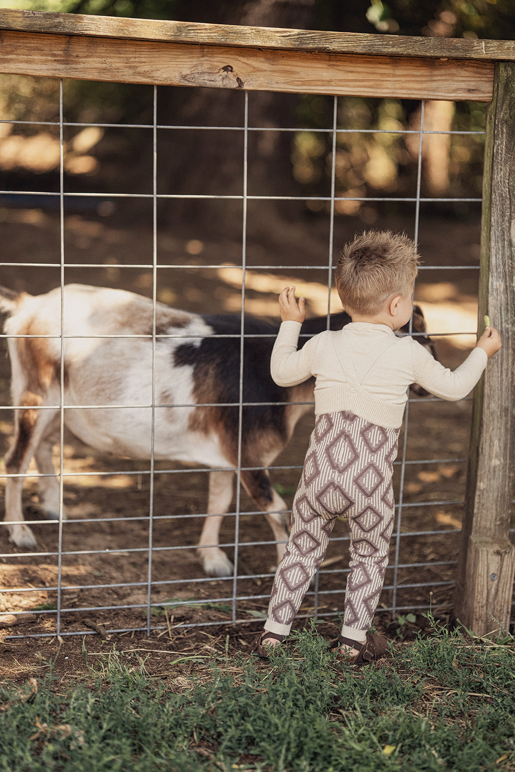 Diamond Knit Overall Set in by Apricot