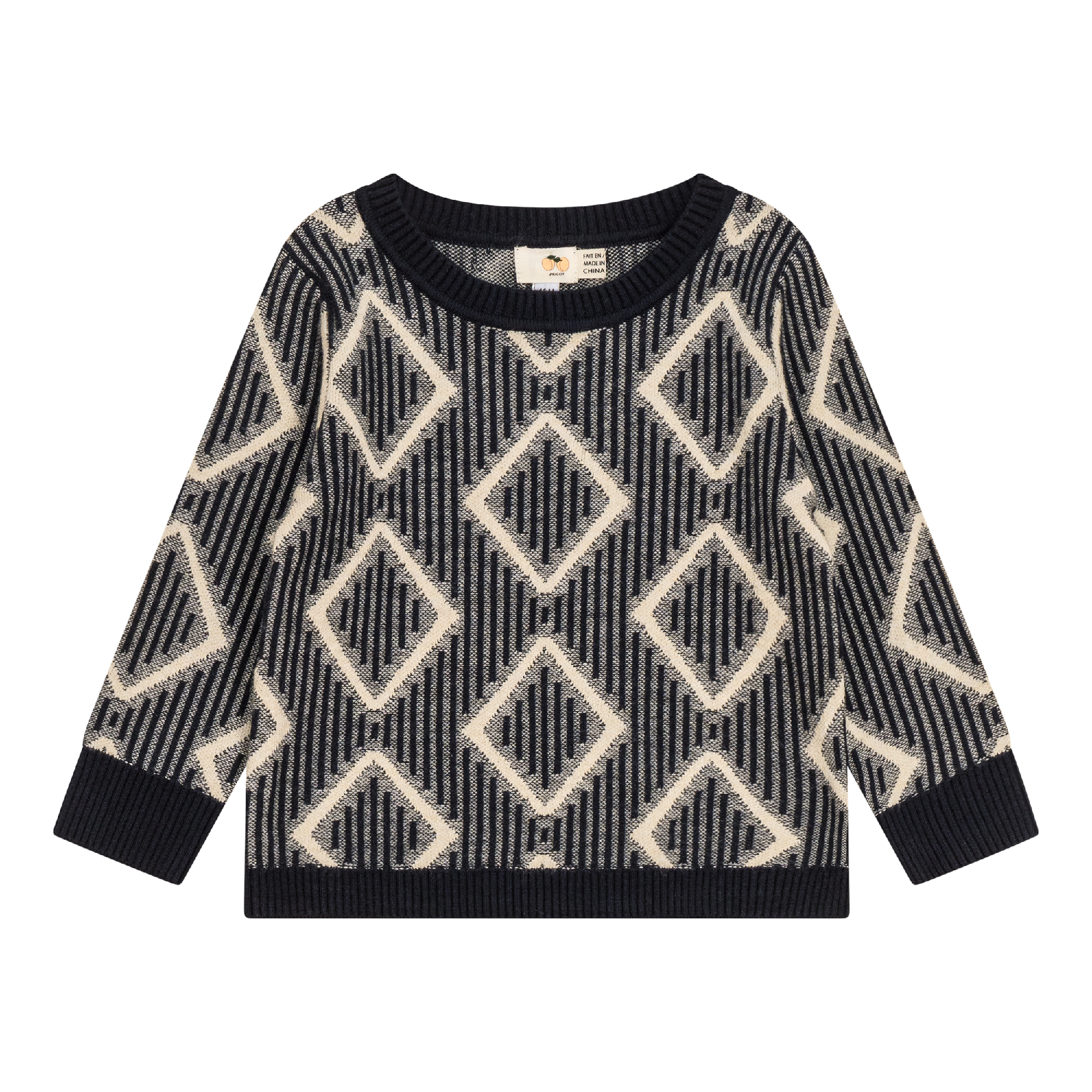 Diamond Knit Sweater in Dark Navy Dark Almond by Apricot