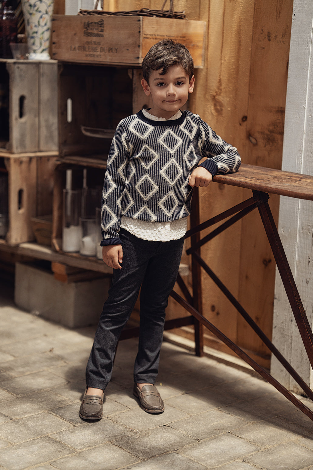 Diamond Knit Sweater in by Apricot