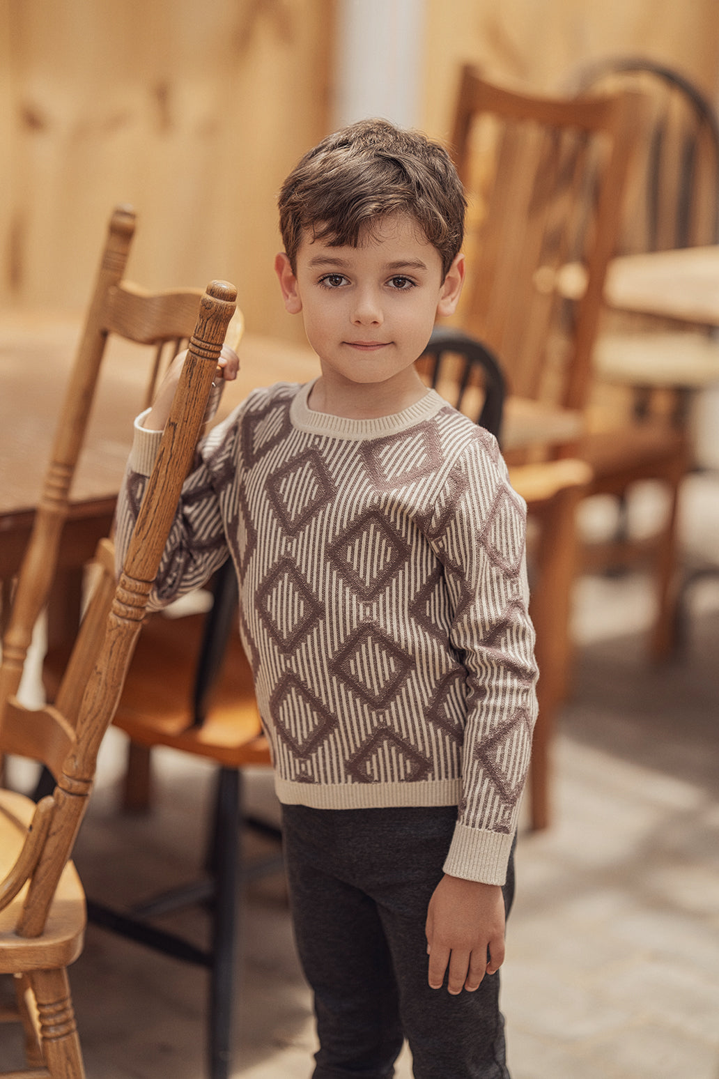 Diamond Knit Sweater in by Apricot