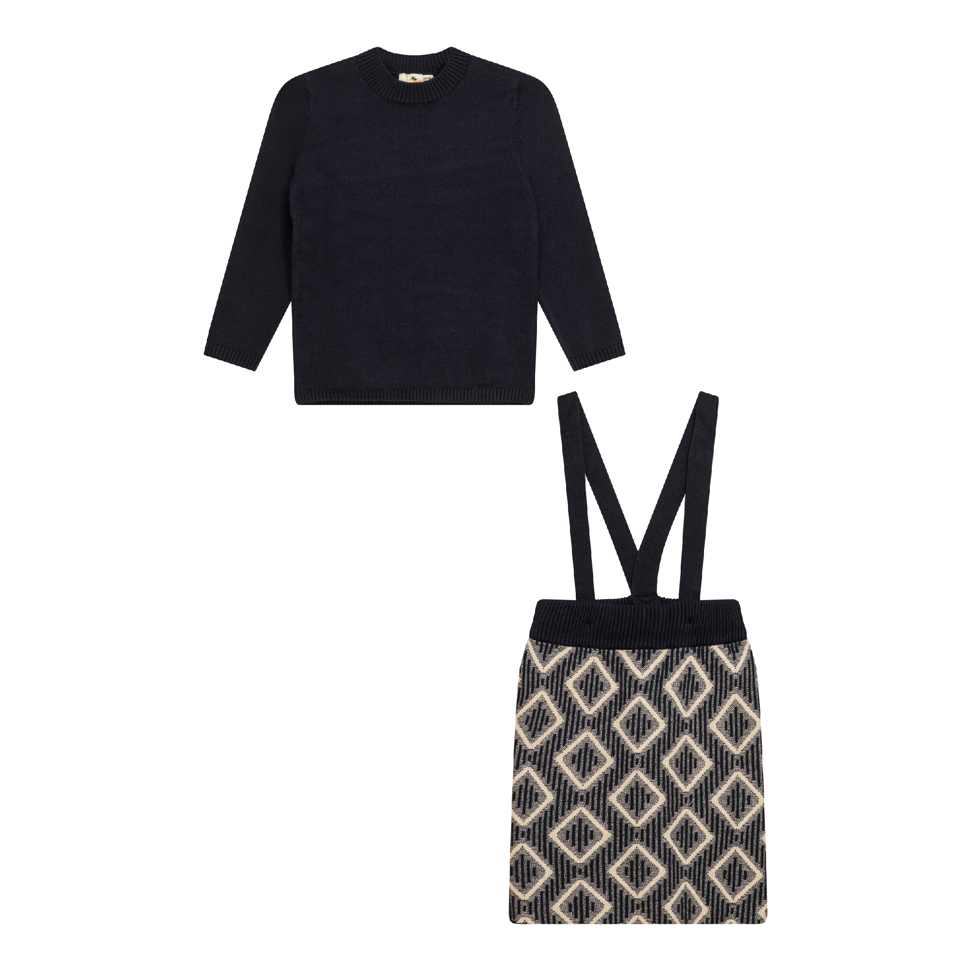 Diamond Knit 2Pc Set in Dark Navy Dark Almond by Apricot