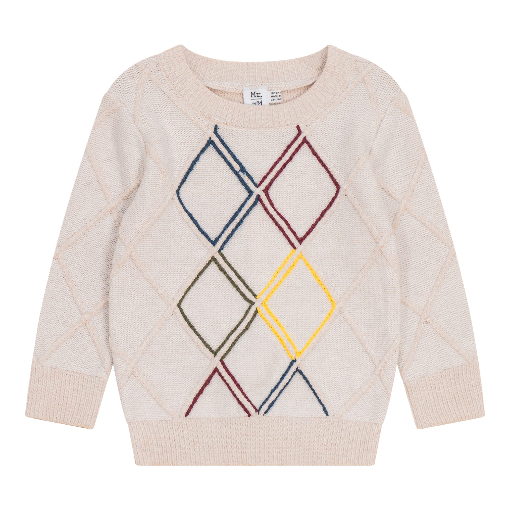 Diamond Stitch Sweater in Cream by Mr. Mr.