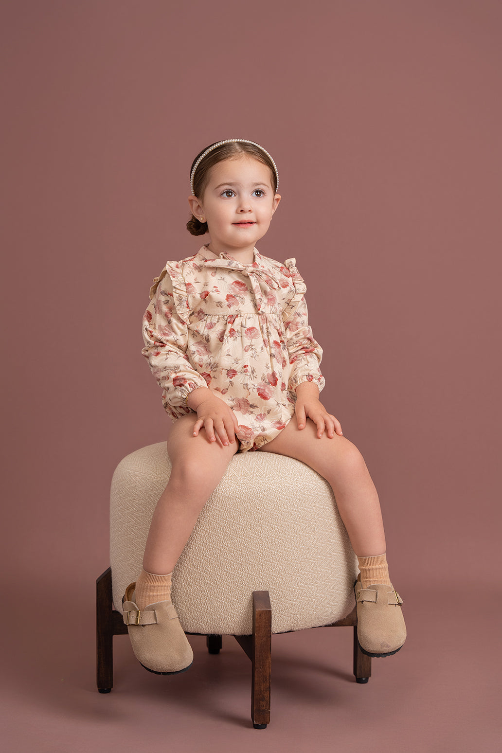 Floral Embroidered Rib Velvet Bubble in by Space Grey