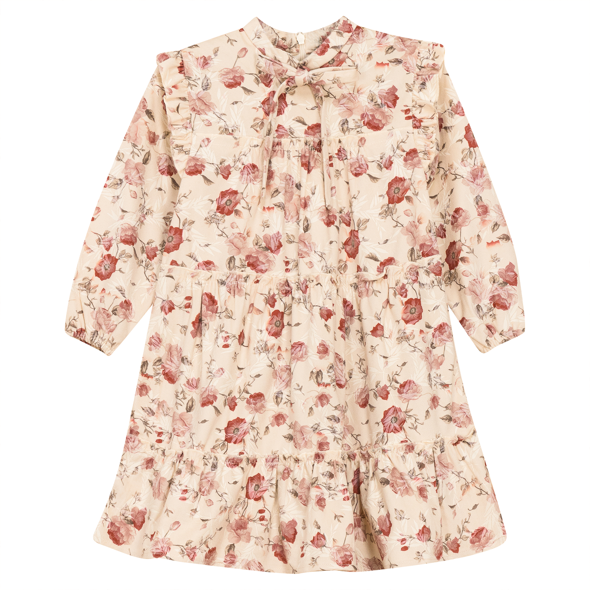 Floral Ribbed Velvet Dress in Cream by Space Grey