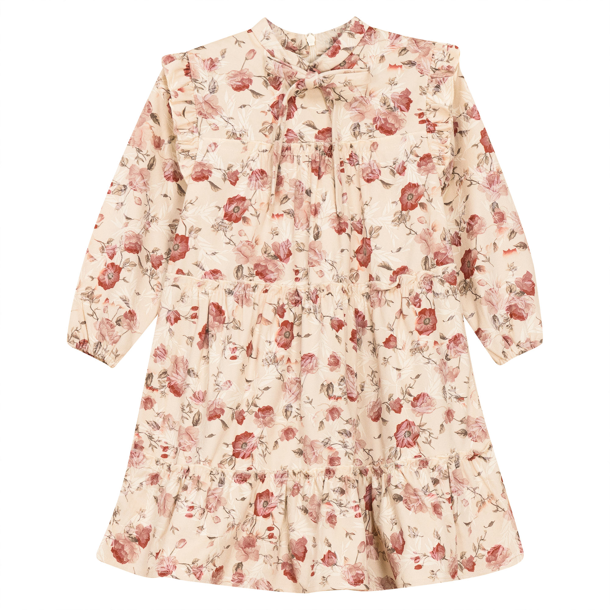 Floral Ribbed Velvet Dress in Cream by Space Grey