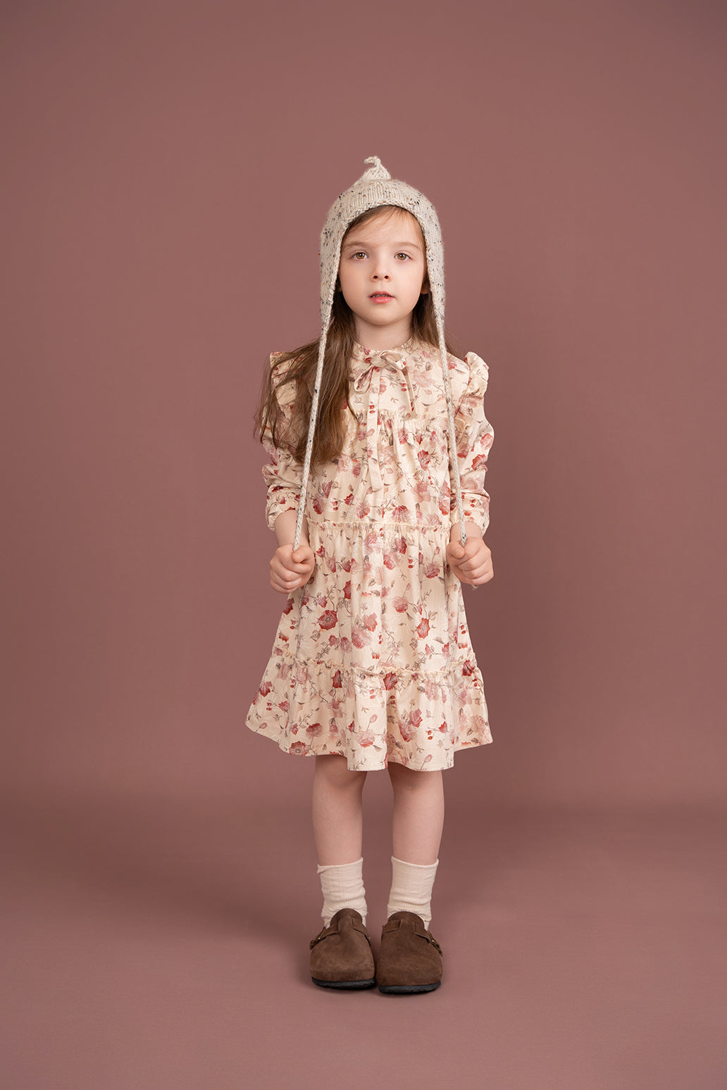 Floral Ribbed Velvet Dress in by Space Grey