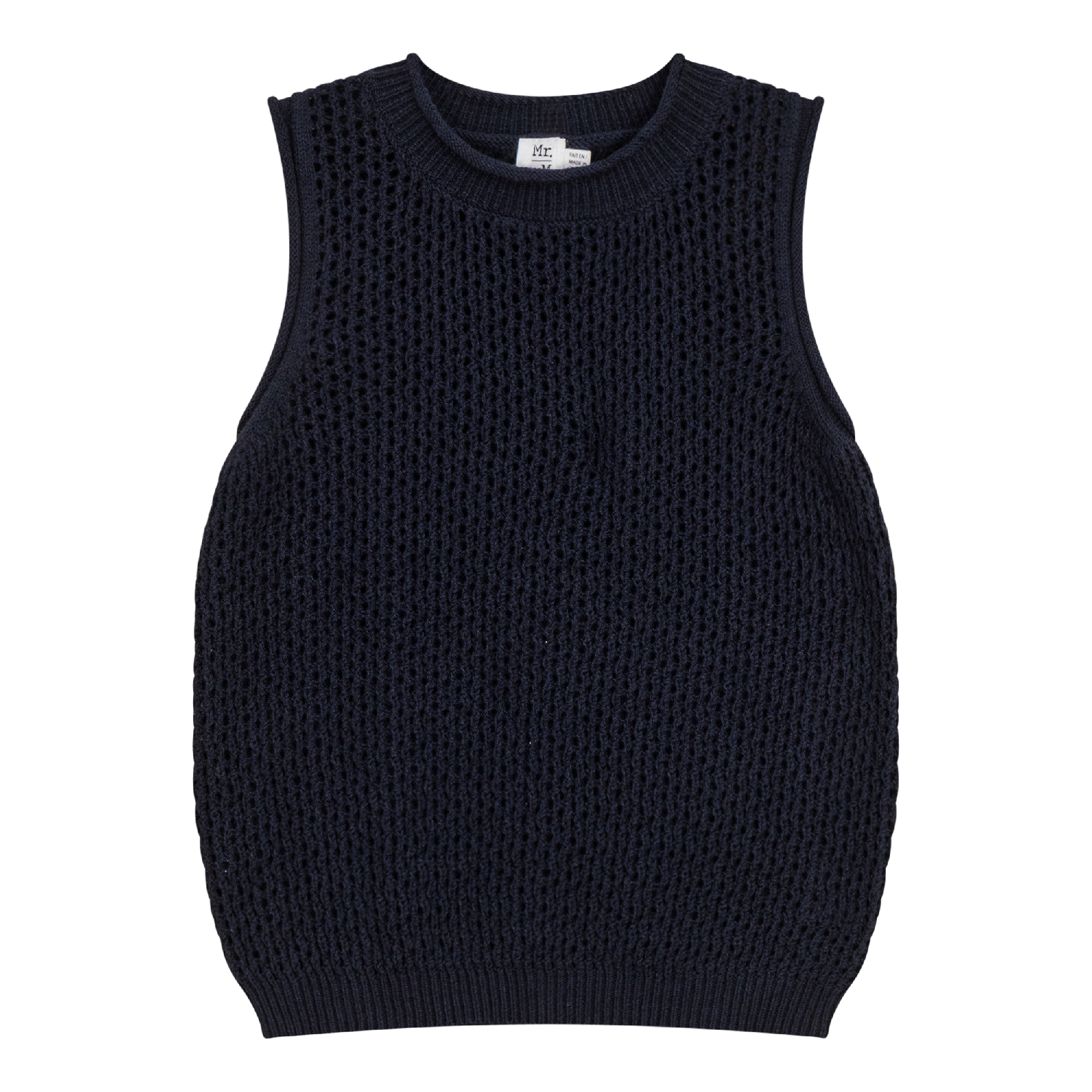 Crochet Knit Vest in Dark Navy by Mr. Mr.