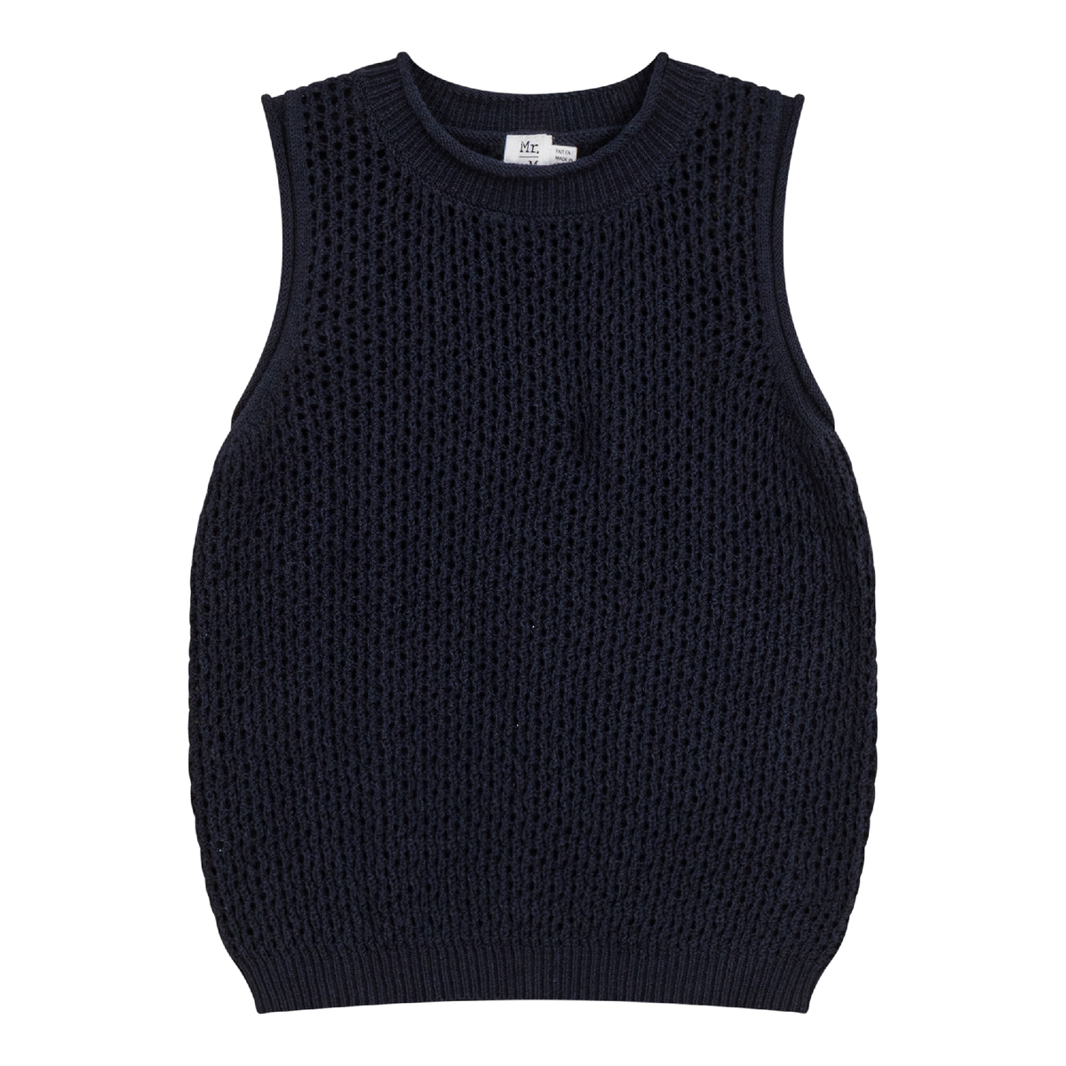 Crochet Knit Vest in Dark Navy by Mr. Mr.