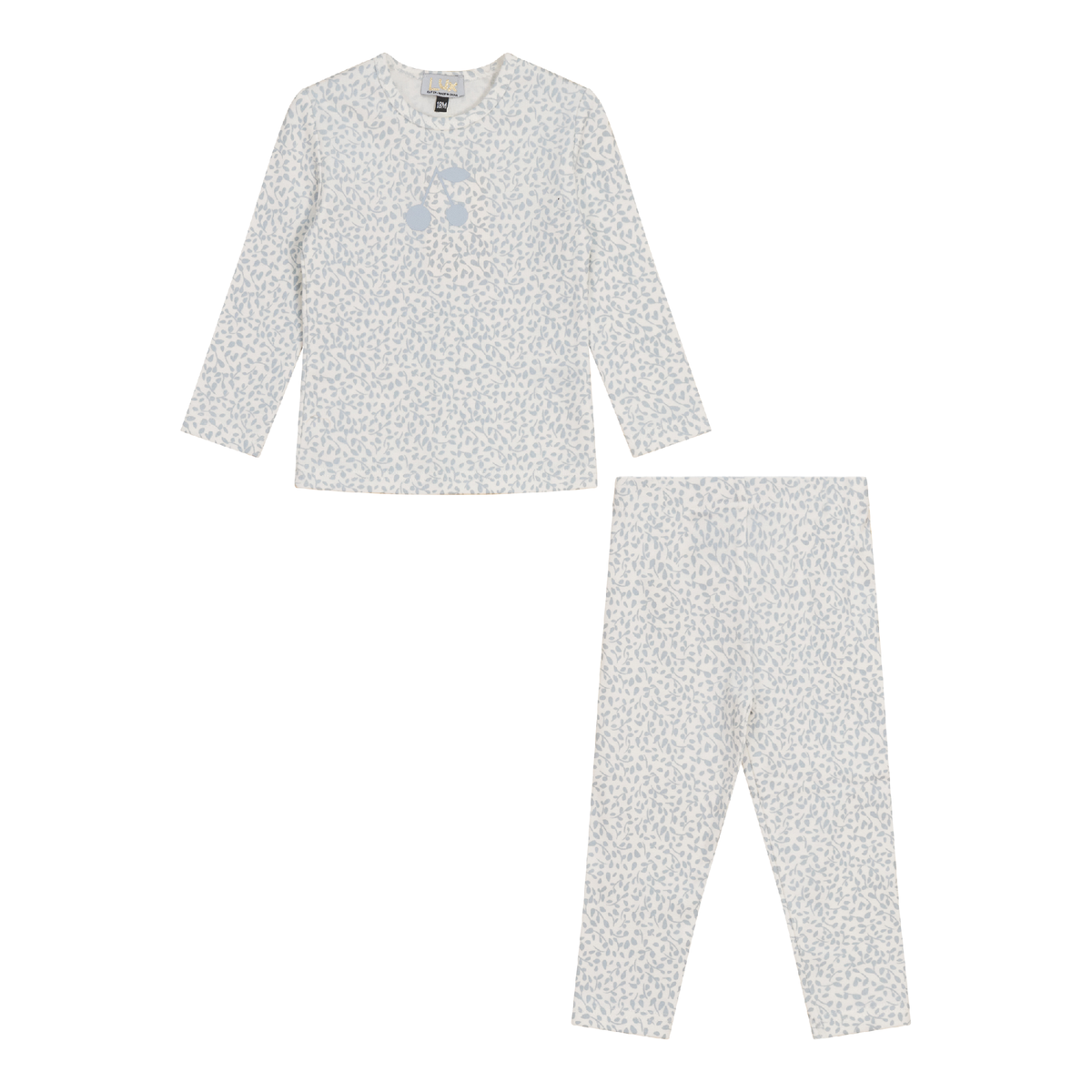 Cherry Print 2Pc Set in Off White Blue by Lux