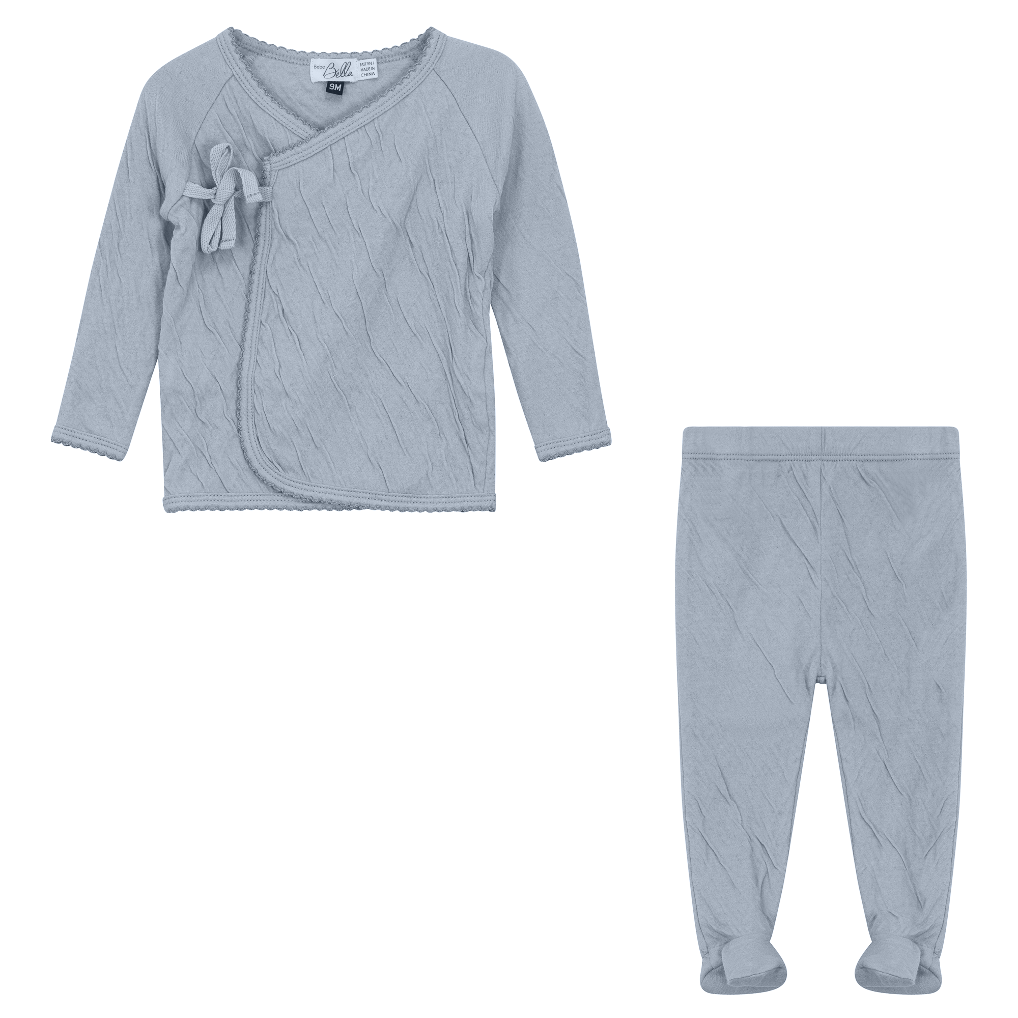 Crinkled Jersey Wrap 2Pc Set in Blue by Bebe Bella