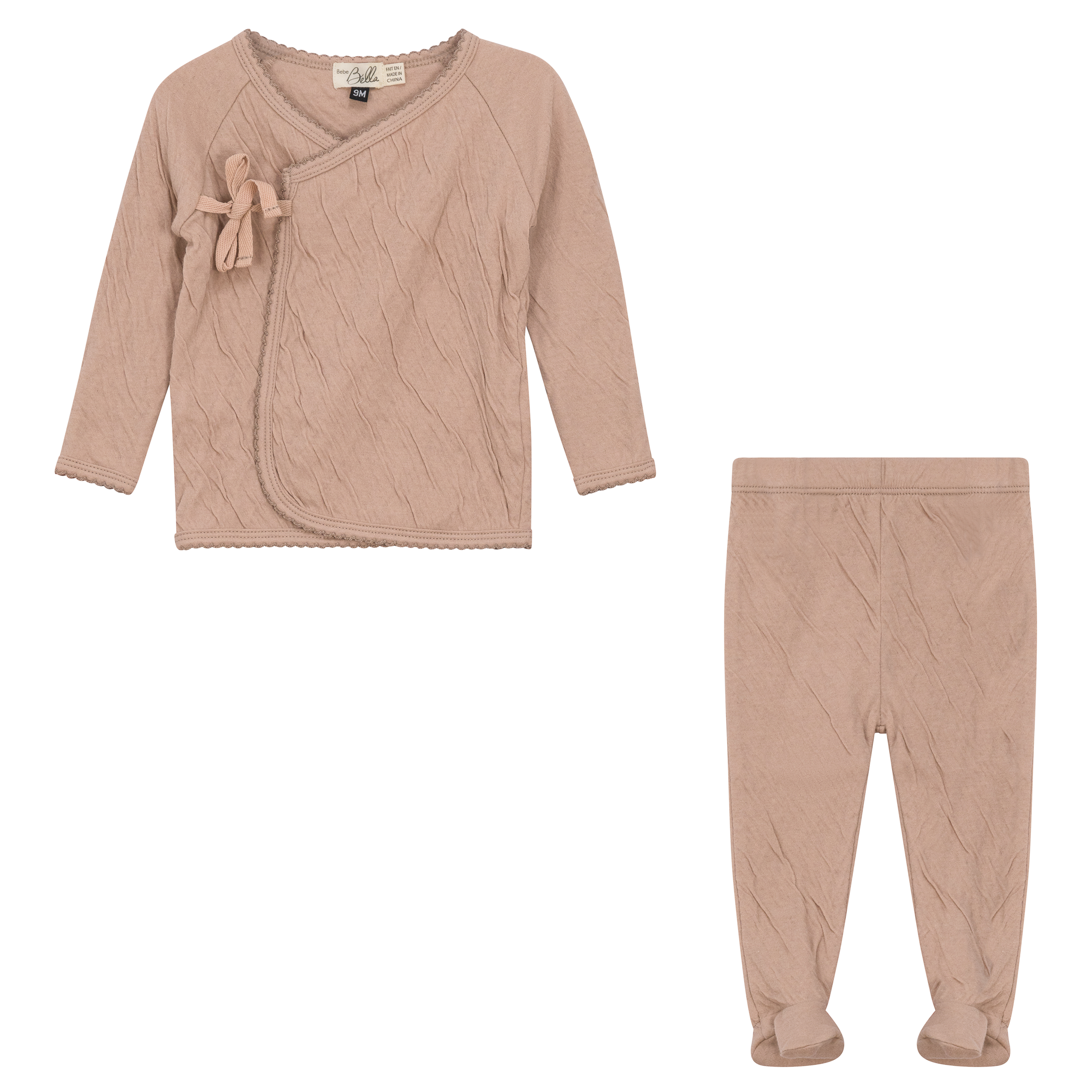 Crinkled Jersey Wrap 2Pc Set in Light Maple by Bebe Bella