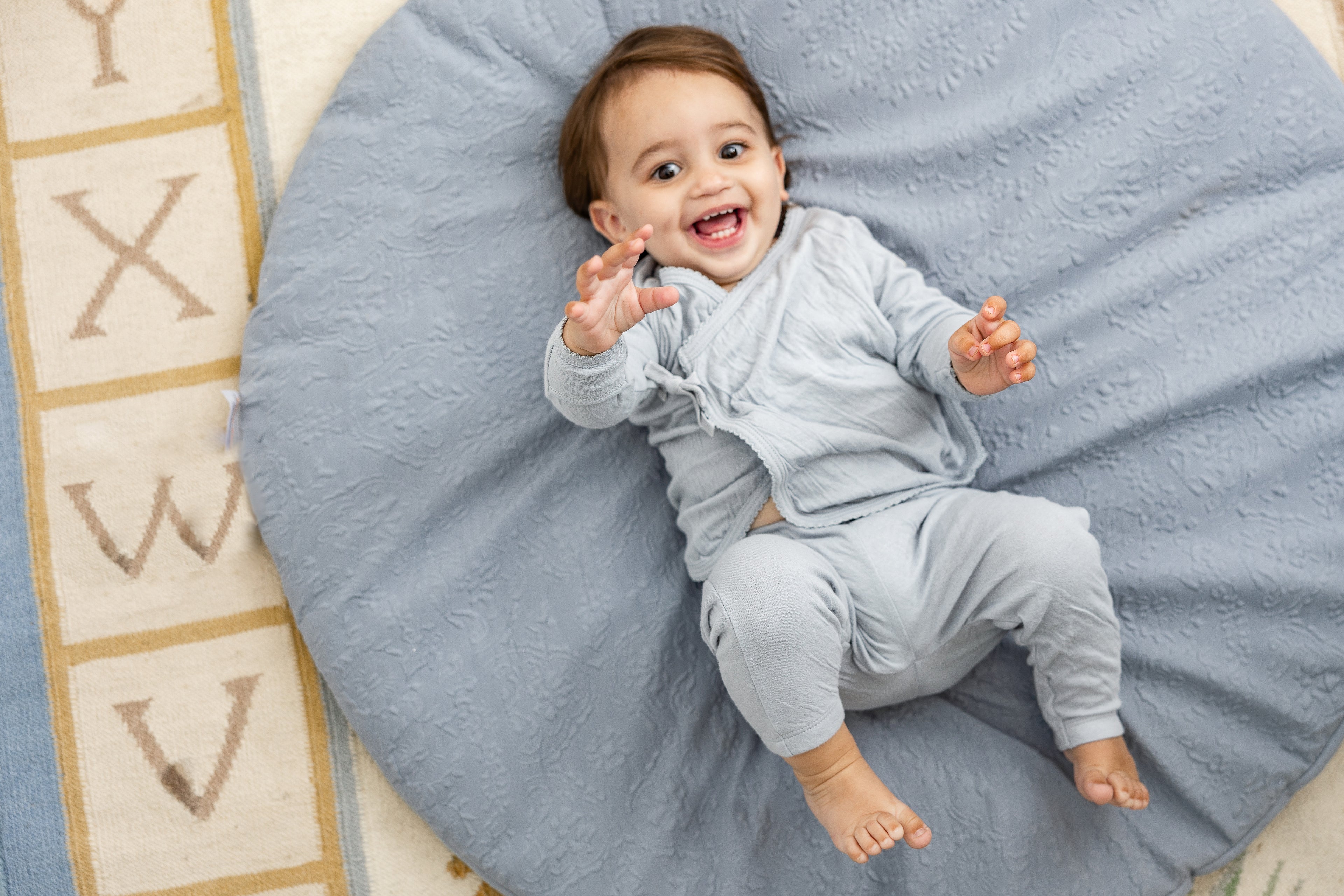 Crinkled Jersey Wrap 2Pc Set in Blue by Bebe Bella