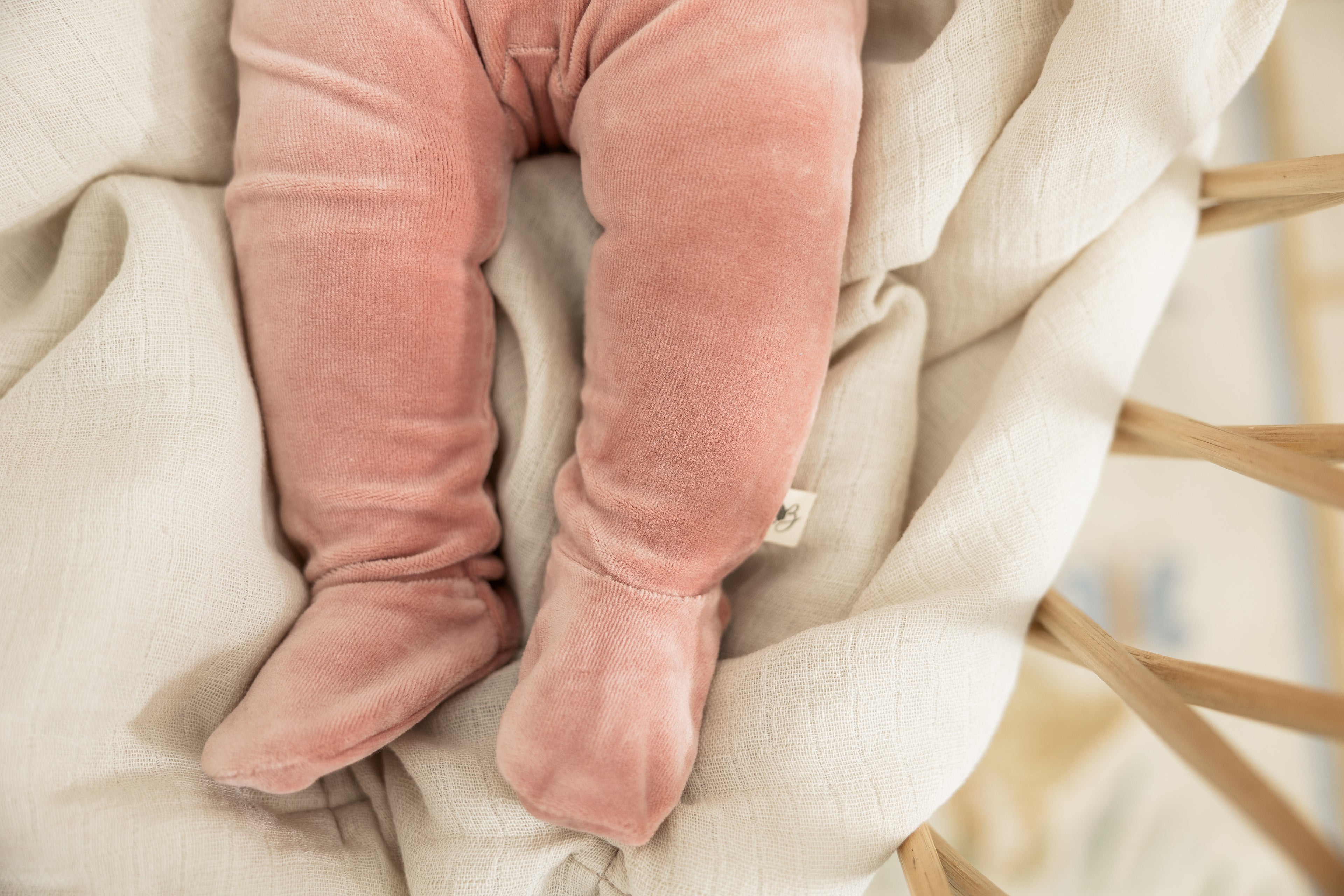 Bow Stitch Velour Onesie with Hat in Rose by Bebe Bella