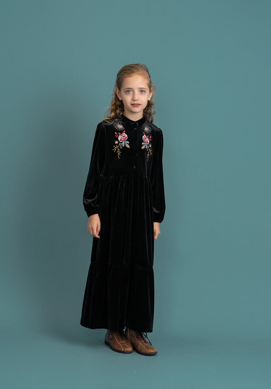 Floral Embroidered Velour Maxi Dress in by Seal