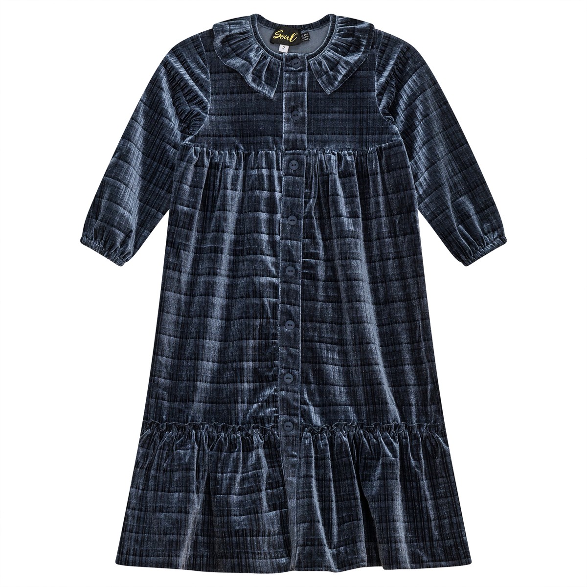 Plaid Velour Maxi Dress in Blue by Seal