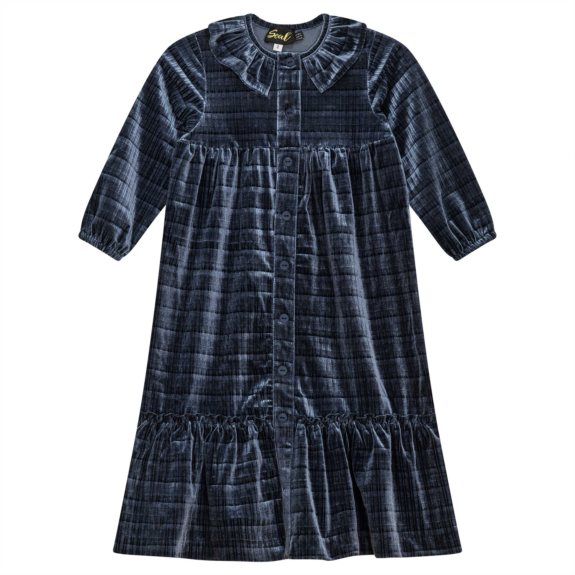 Plaid Velour Maxi Dress in Blue by Seal