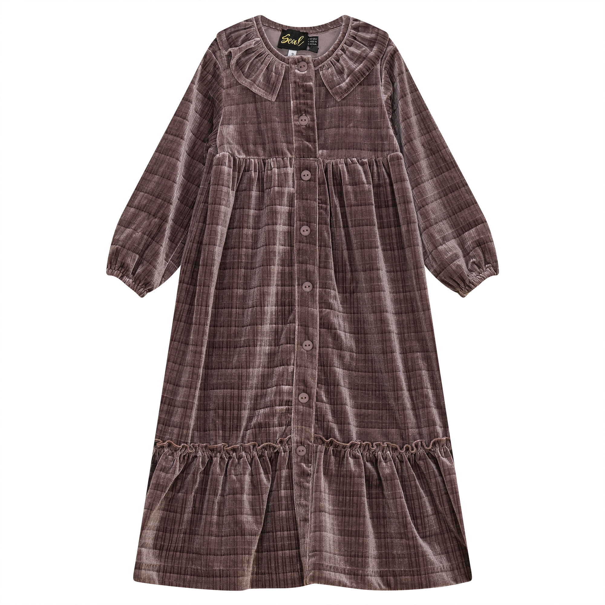 Plaid Velour Maxi Dress in Mauve by Seal