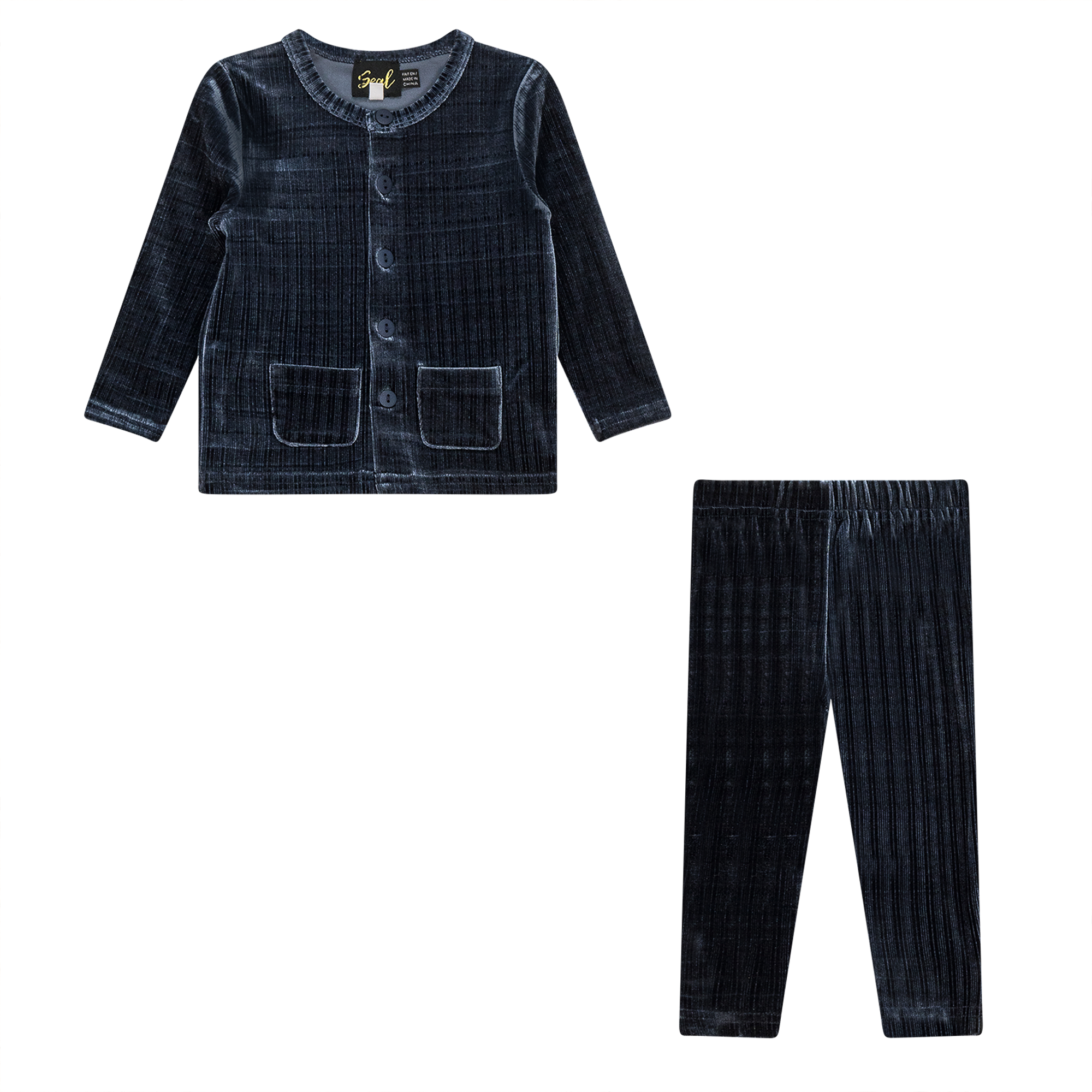 Plaid Velour 2Pc Set in Blue by Seal