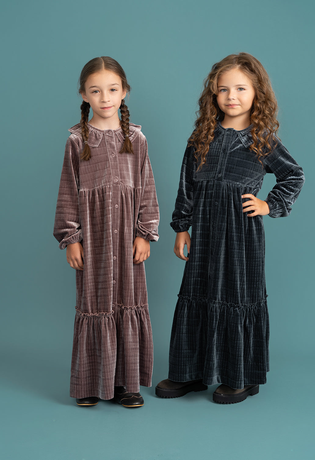 Plaid Velour Maxi Dress in Mauve by Seal