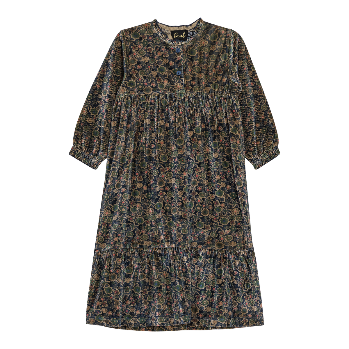Ribbed Velvet Floral Robe in Blue by Seal