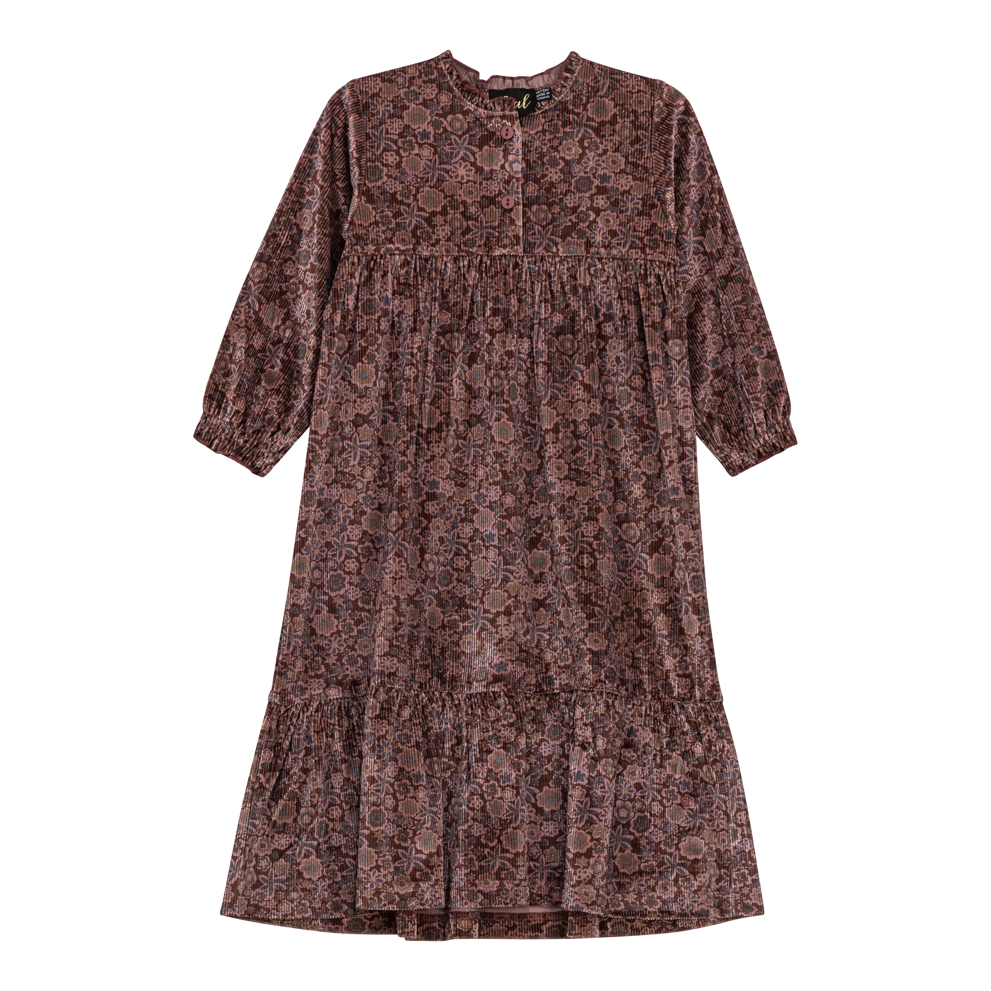 Ribbed Velvet Floral Robe in Mauve by Seal